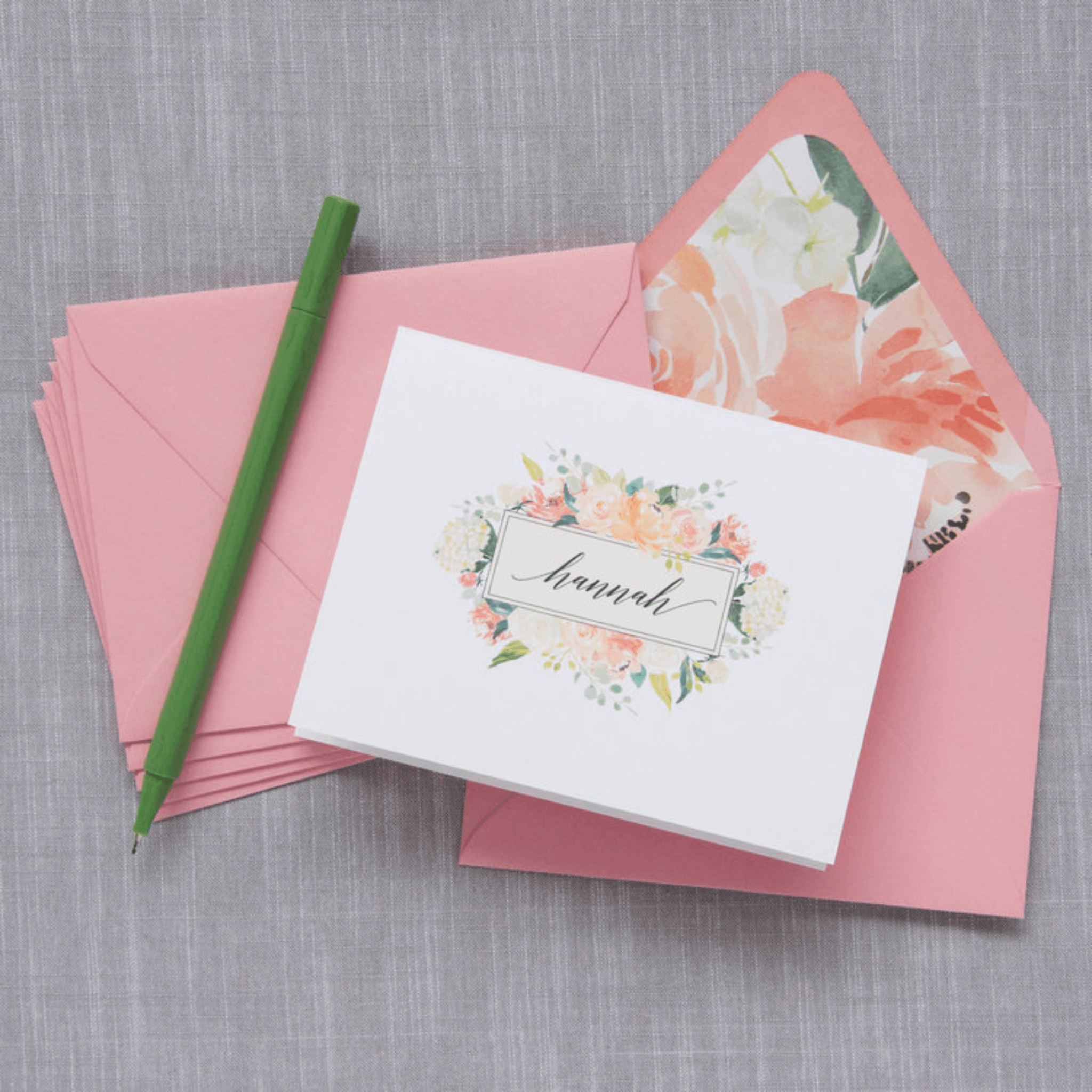 Blossom Bouquet Personalized Folded Notes - Elegant Floral Stationery for Weddings, Thank You Cards & Special Occasions - Perfect Gift Idea (D42 CR16)