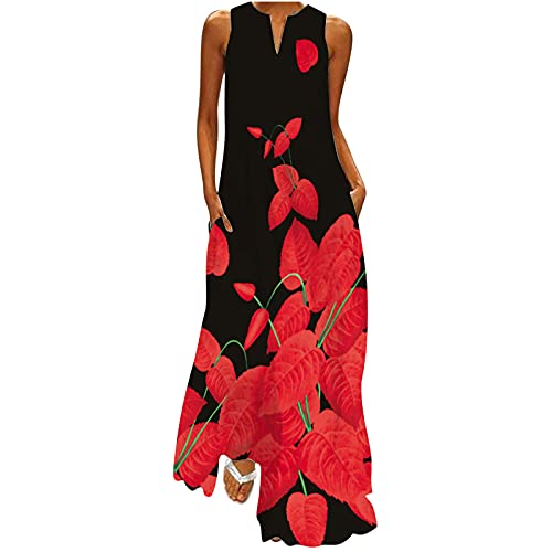 JPVDPA Women's Sleeveless Maxi Dresses - Casual Loose Long Summer Dress with Striped Floral Print | Perfect for Beach, Vacation & Outdoor Activities