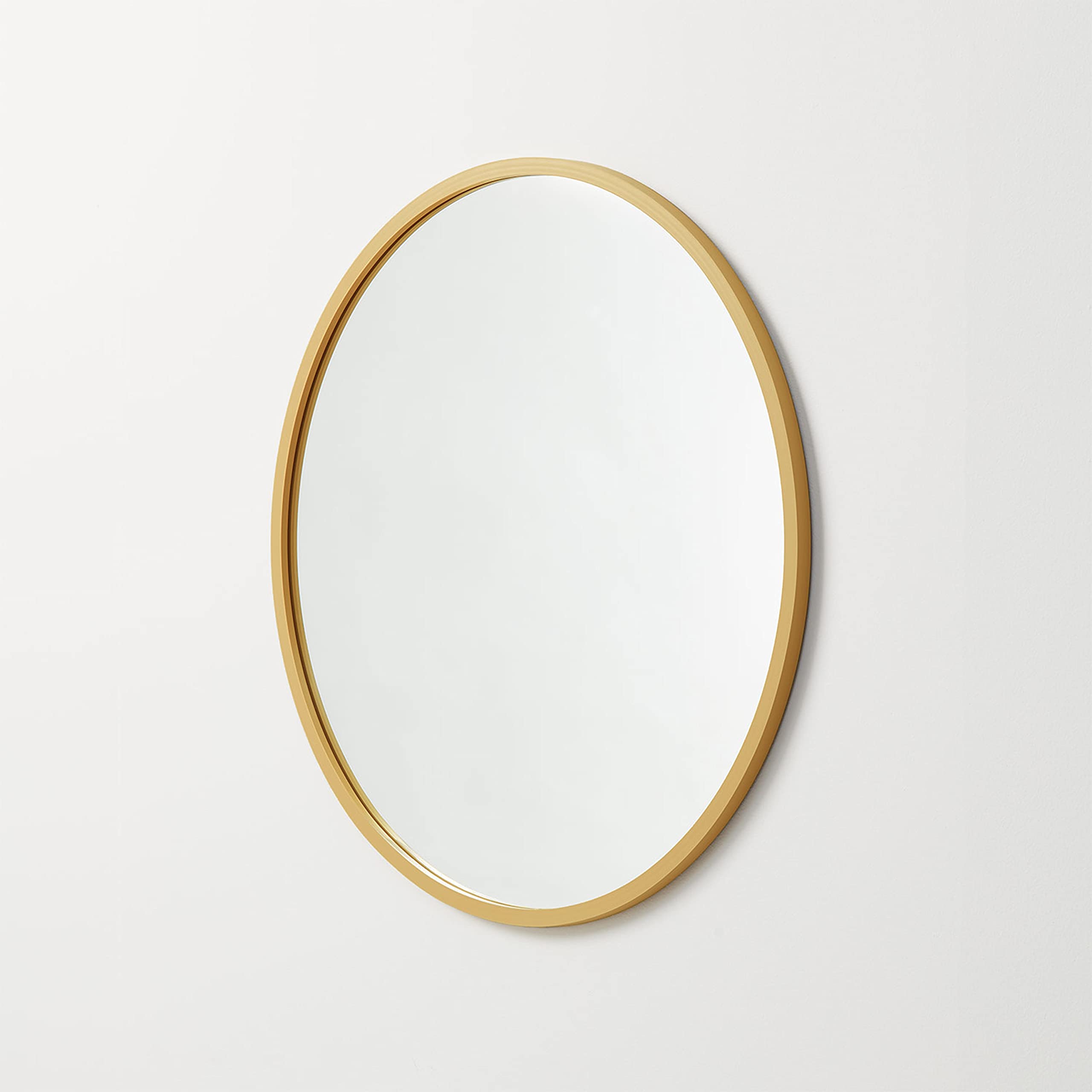Better Bevel 30x30 Inch Matte Gold Rubber Framed Round Mirror - Bathroom Wall Mirror for Vanity, Dressing Room & Home Decor