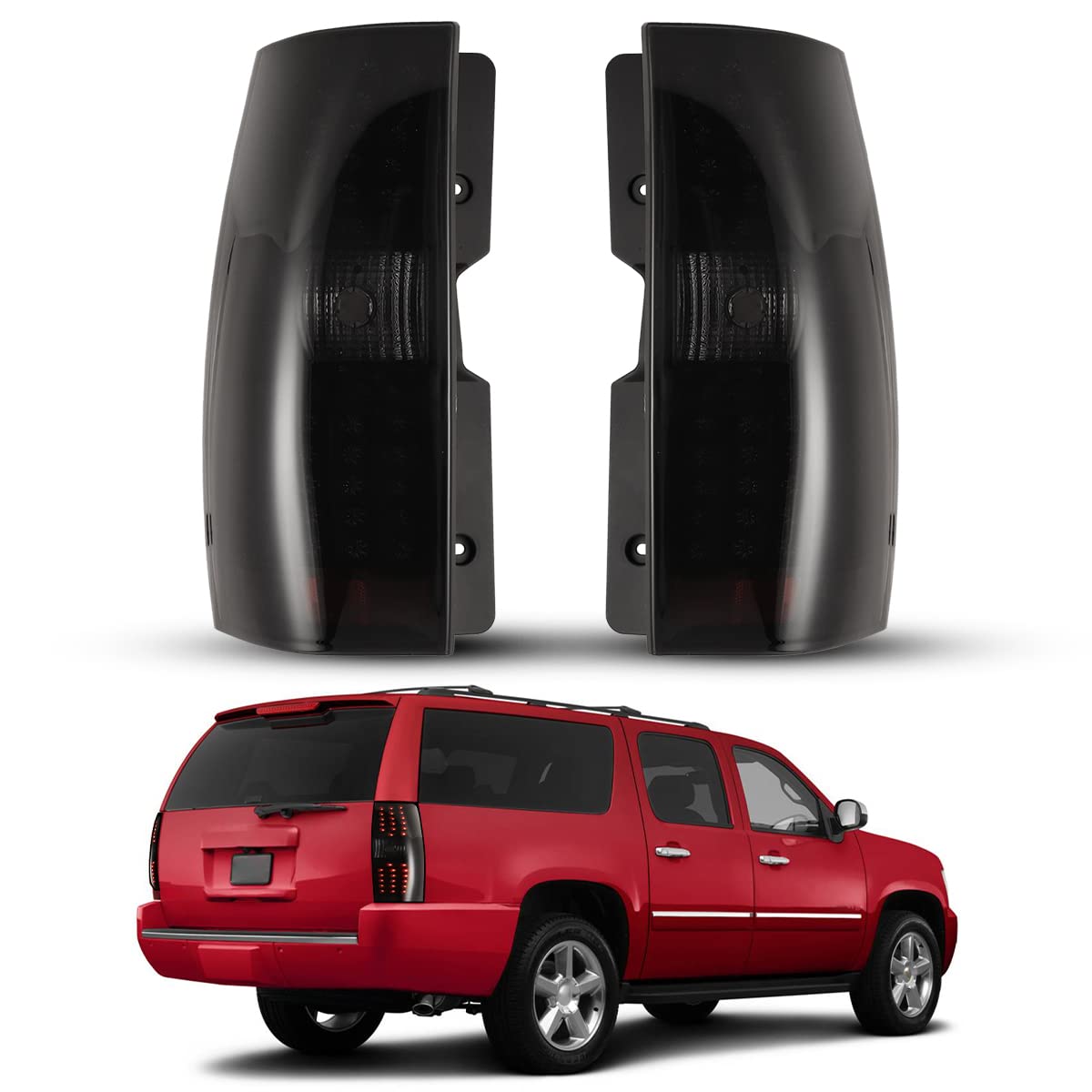 Nixon Offroad LED Tail Lights for Chevrolet Chevy Suburban & Tahoe 2007-2014 - Matte Black Housing with Smoke Lens - Direct Replacement Rear Lamps Assembly - Perfect for Off-Roading, Truck Upgrades & Nighttime Driving Safety