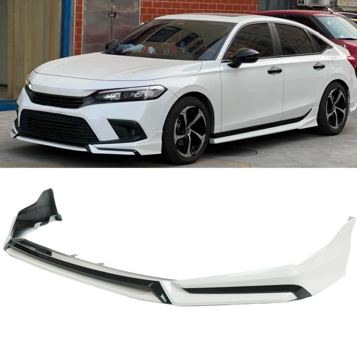 Yofer V3 Style Front Bumper Lip Splitter - 4 Piece Front Lip Kit for 2022-2024 Honda Civic Sedan & Hatchback (White) | Aggressive Styling & Enhanced Aerodynamics for Street Racing & Car Shows