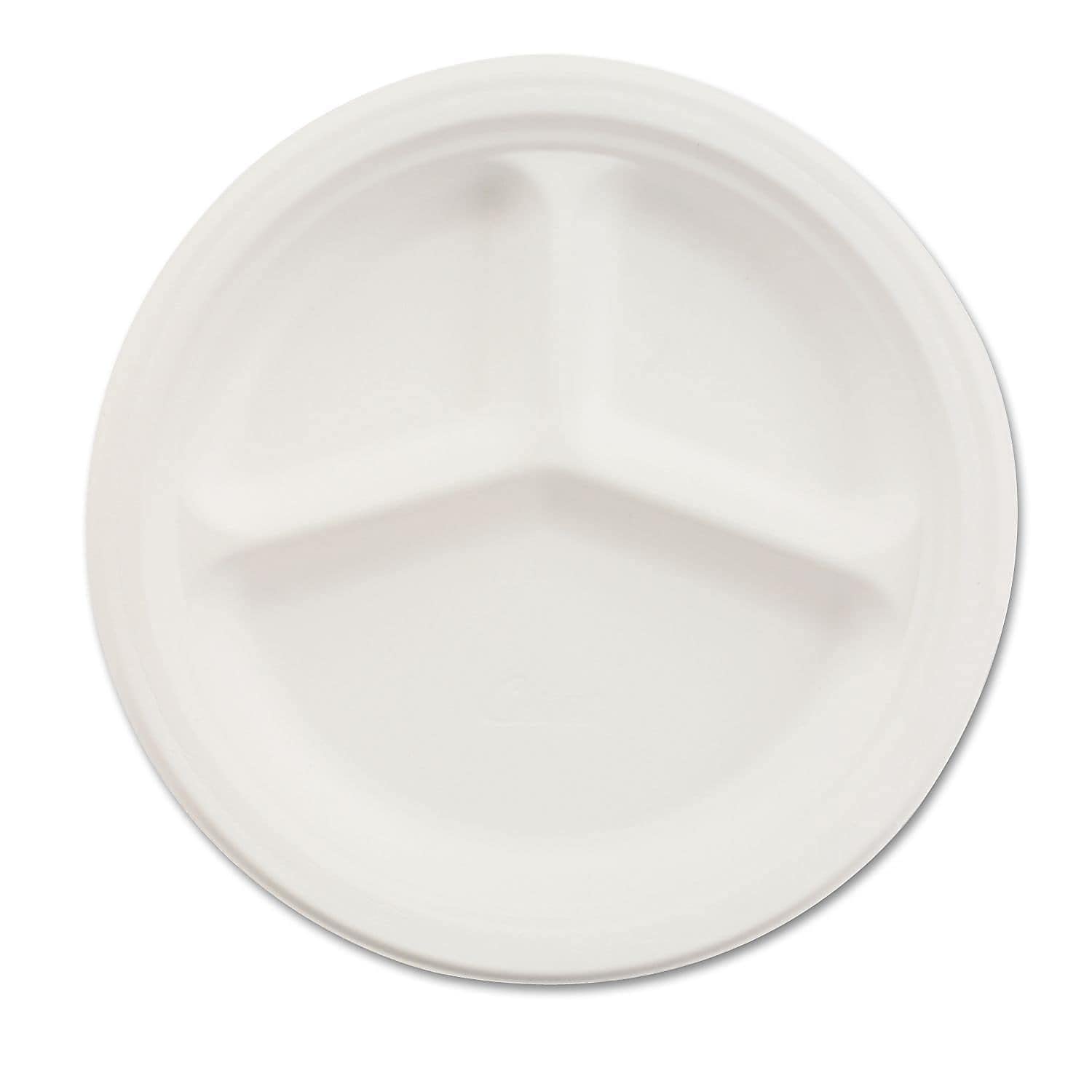 Chinet 21204CT White 10 1/4-Inch 3-Compartment Paper Plates - 500 Count Bulk Pack for Parties, Catering & Picnics | Disposable Dinnerware for Events, BBQs & Family Gatherings
