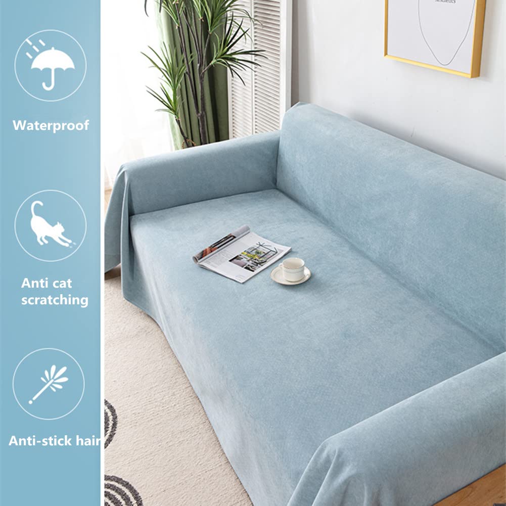 **Universal Non-Slip Waterproof Sofa Slipcover - Soft Corduroy Couch Protector for Pets & Kids, Water Blue (Size L) | Perfect for Living Room, Bedroom & Pet-Friendly Homes**