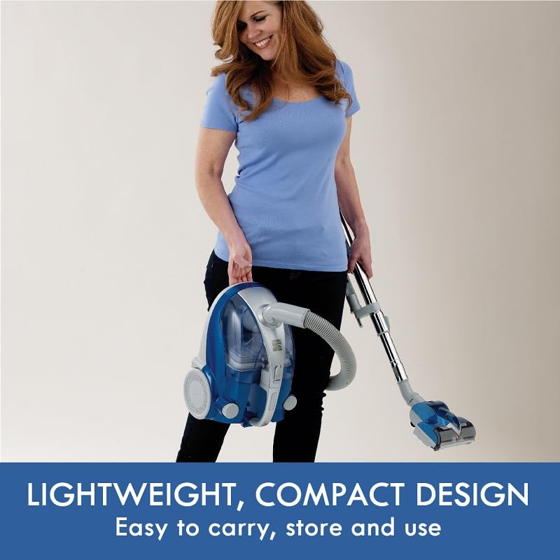 Kenmore Lightweight HEPA Canister Vacuum Cleaner for Pet Hair - Blue | 5 Variable Suction Modes, Retractable Cord & Pet Brush Attachment | Ideal for Hardwood Floors, Carpets & Pet Owners