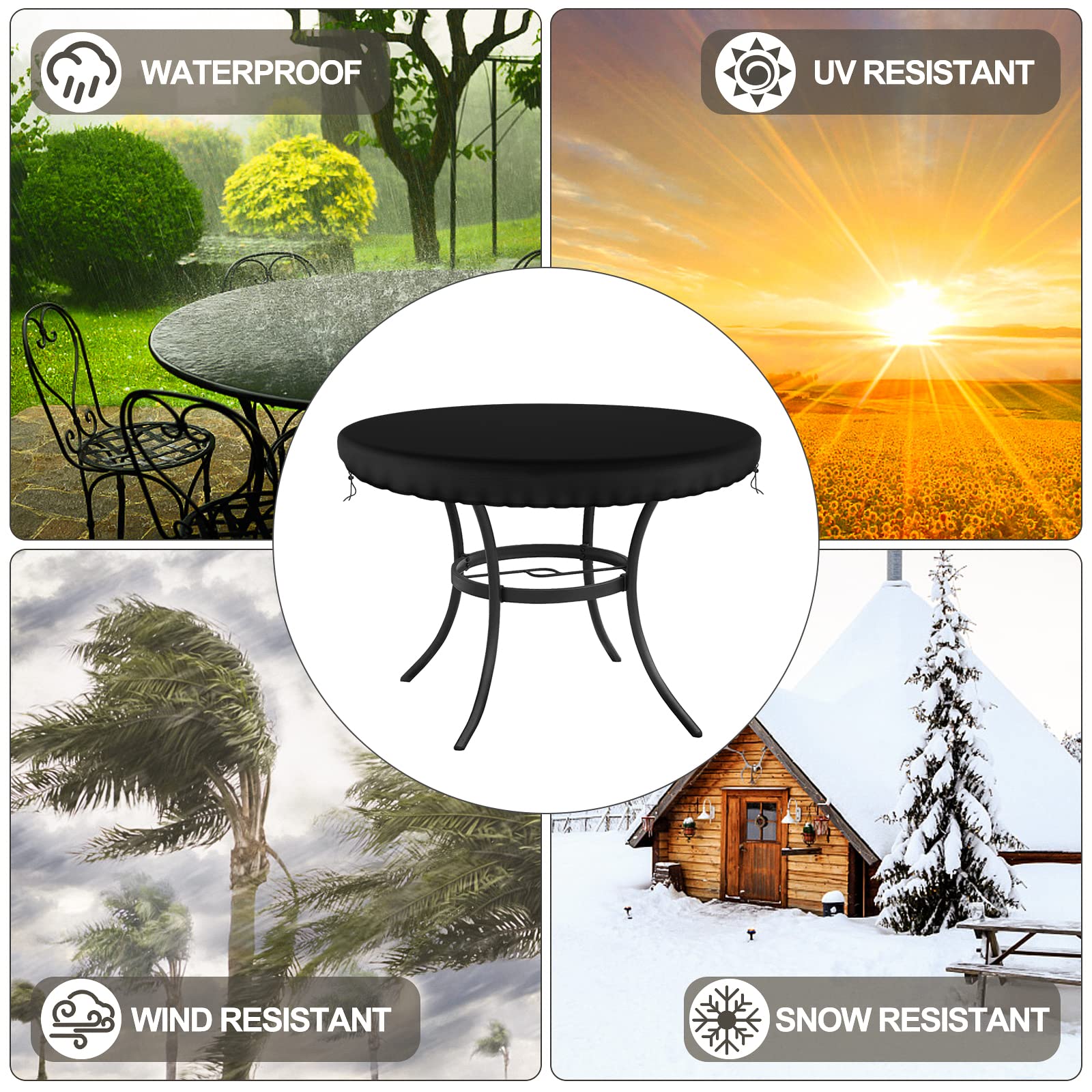 **Waterproof Round Patio Table Cover 31 Inch - UV Resistant & Anti-Fading Outdoor Furniture Protector for Garden, Deck, or Balcony Use - Black**