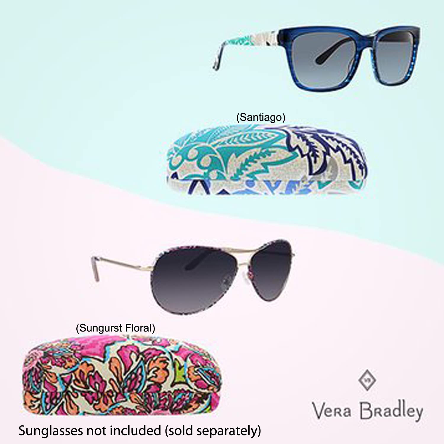 Vera Bradley Sunglasses & Eyeglasses Hard Shell Protective Case - Travel, Beach & Everyday Storage for Glasses