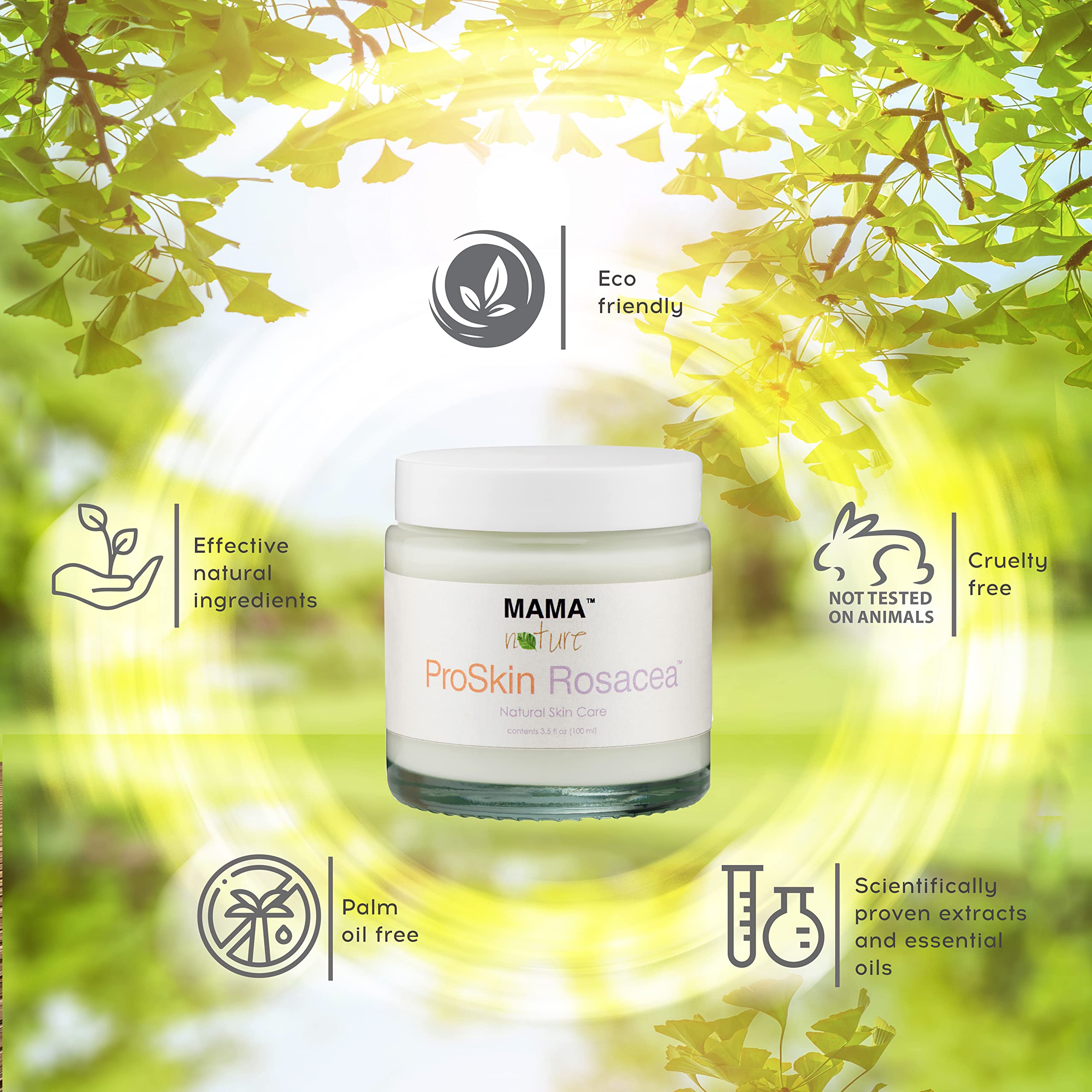 Rosacea Relief Day & Night Cream - Mama Nature ProSkin Face Lotion | All Natural Hydrating & Nourishing Skincare Treatment | Handmade in UK | 3.5 fl oz/100ml | Perfect for Sensitive Skin & Redness Reduction