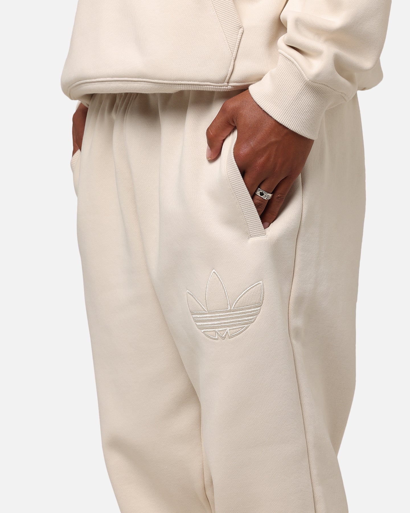 Adidas Originals 70's Fleece Joggers for Men - Soft Cotton Sweatpants with Elastic Waistband, Wonder White | Perfect for Gym, Running, Lounge & Casual Wear