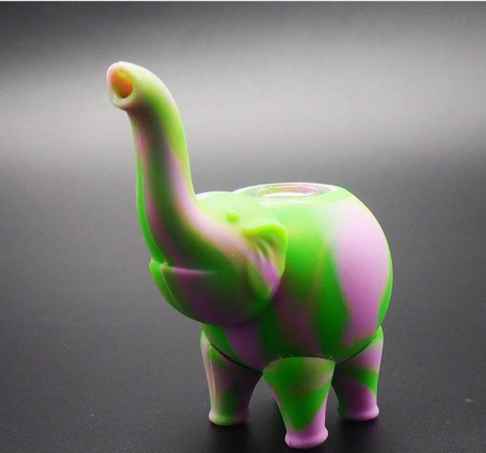 4.9 Inch Silicone Mini Bubbler Elephant Water Pipe - Food Grade Oil Rig with Multiple Color Options | Portable & Durable for Travel, Camping, and Home Use