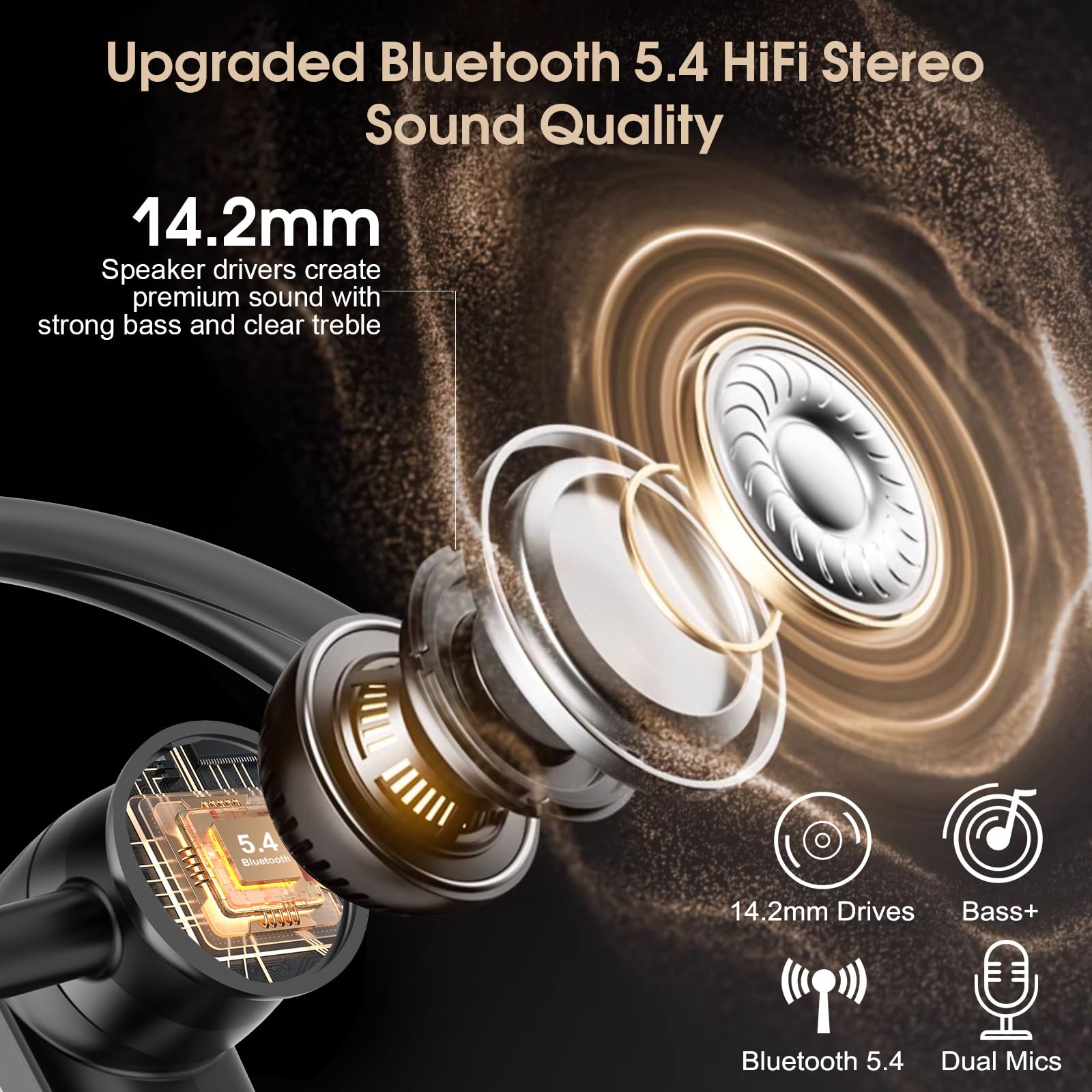 Wireless Bluetooth Headset with ENC Noise Canceling Mic, 120Hrs Talk Time, LED Display, IP7 Waterproof - Single-Ear Headphones for Business, Truckers & Drivers (Black) - Perfect for Hands-Free Calls, Driving, Office & Outdoor Use