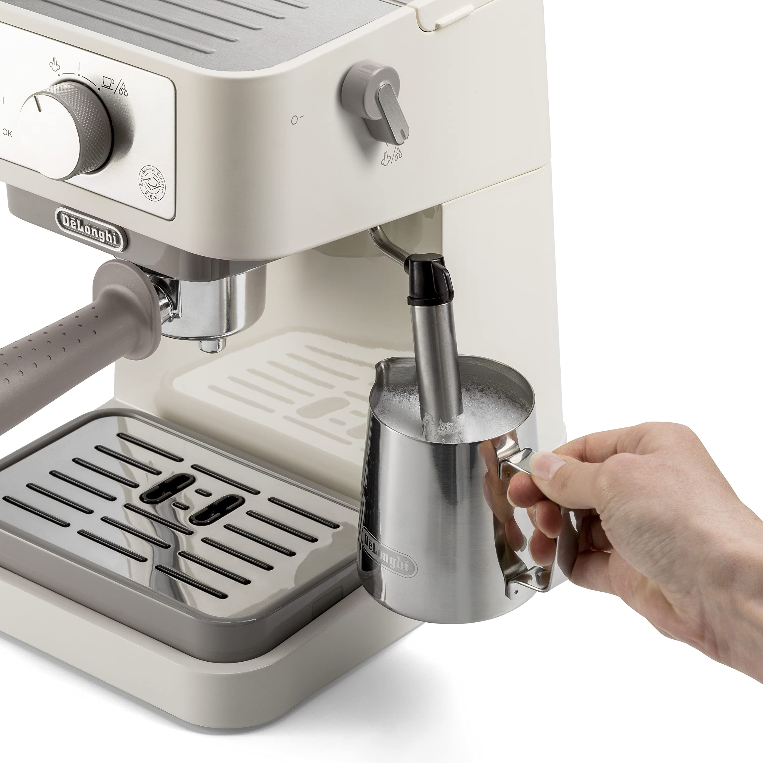 De'Longhi Stilosa EC260.CR Manual Espresso Coffee Machine - 15 Bar Pressure, Cappuccino System, Auto Shut-Off, ESE Pod Compatible, 2-Level Drip Tray, 1L Water Tank - Perfect for Home Baristas & Coffee Lovers