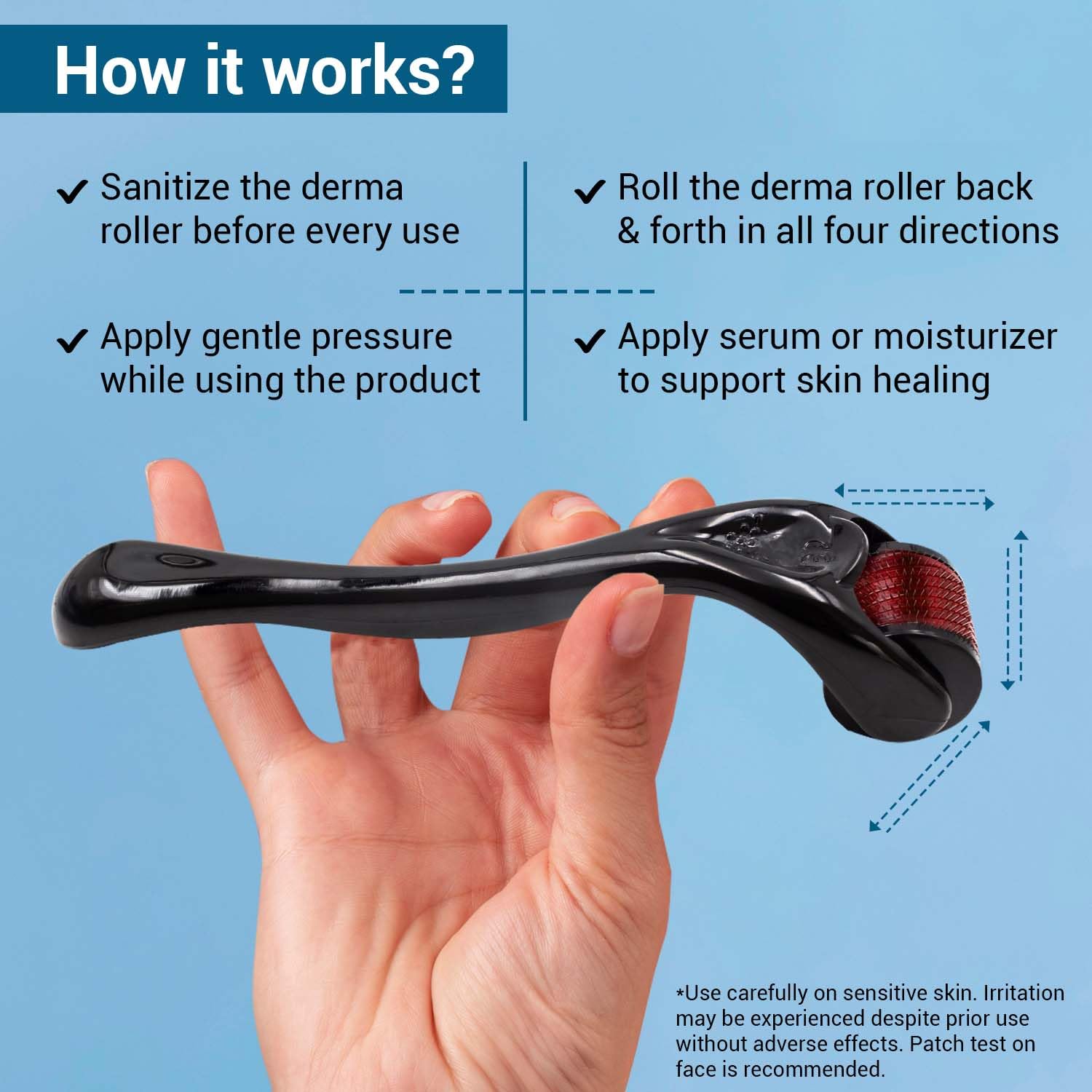 Sotrue 1mm Derma Roller with 540 Stainless Steel Needles for Hair Growth & Thickening | Repair Damaged Hair, Activate Hair Follicles | Reduce Hair Fall & Acne Scars | Safe & Effective Skin Care Tool | Perfect for At-Home Hair Regrowth Treatments & Facial Scar Reduction
