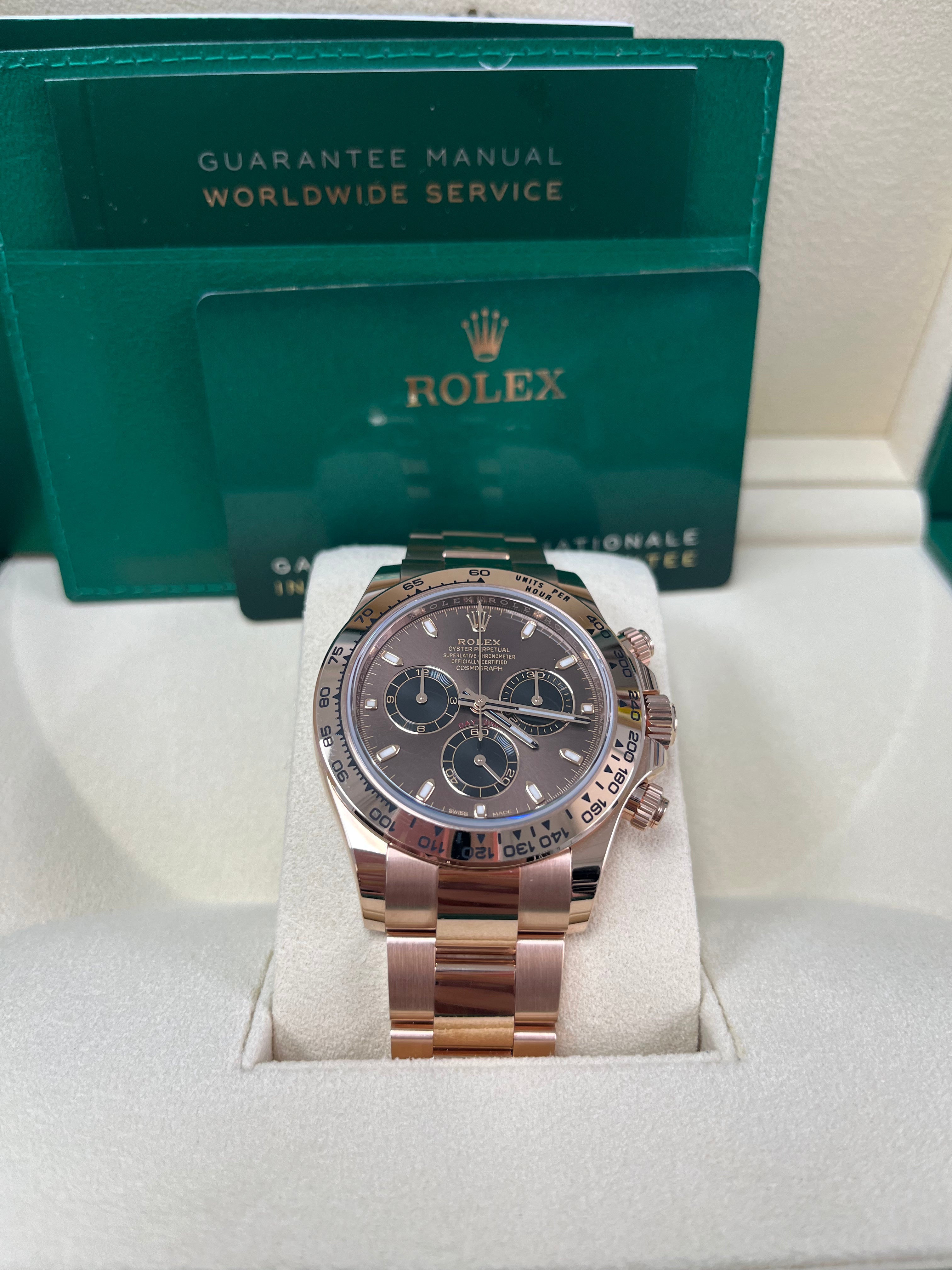 **Rolex Everose Gold Cosmograph Daytona 40mm Watch - Chocolate & Black Index Dial (Ref. 116505) | Luxury Men's Chronograph for Business & Special Occasions**