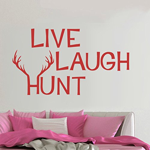 Live Laugh Hunt Vinyl Wall Decal - Deer Hunting Decor with Antlers - Removable Sticker for Home, Cabin & Man Cave - Perfect for Bedroom, Nursery & Game Room Wall Art