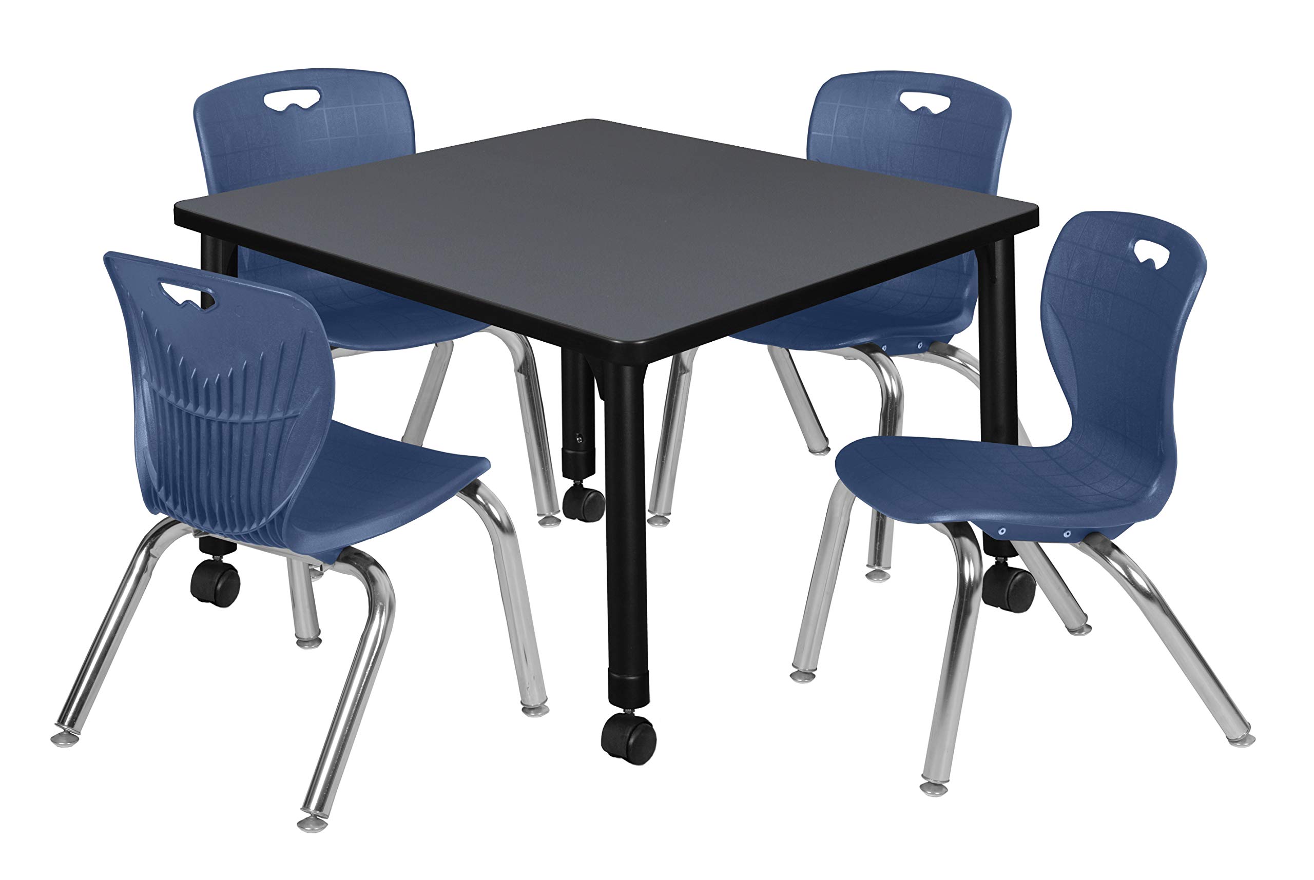 Regency Kee Height Adjustable Mobile Classroom Table Set with 4 Chairs - 30