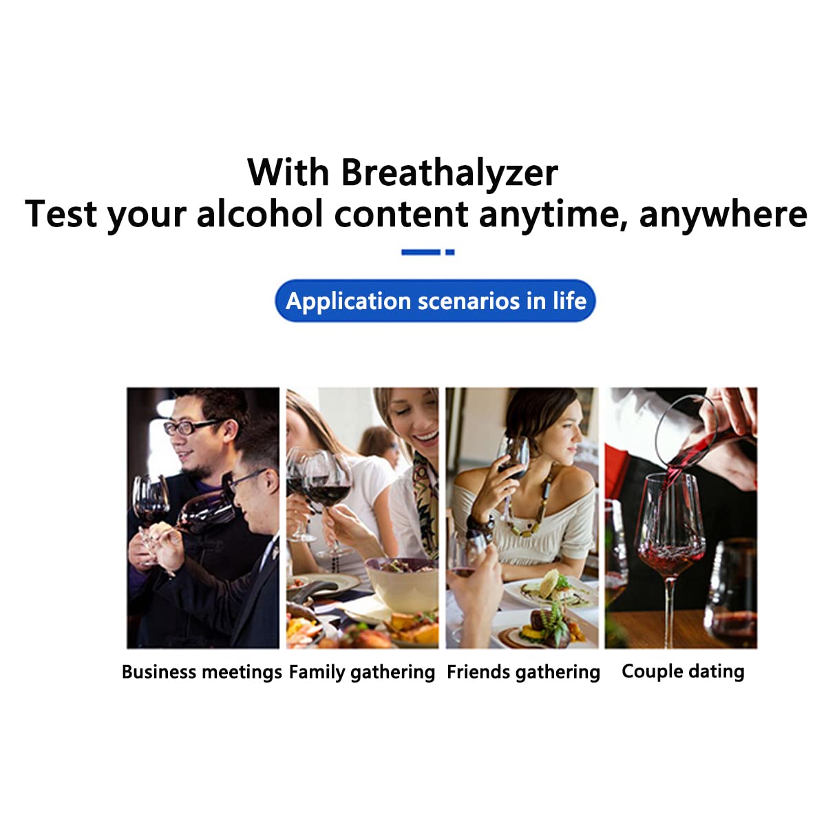 Professional Breathalyzer Alcohol Tester with LCD Display & 5 Mouthpieces - Portable BAC Tester for Drivers, Personal Use, Workplace Safety & Home Monitoring
