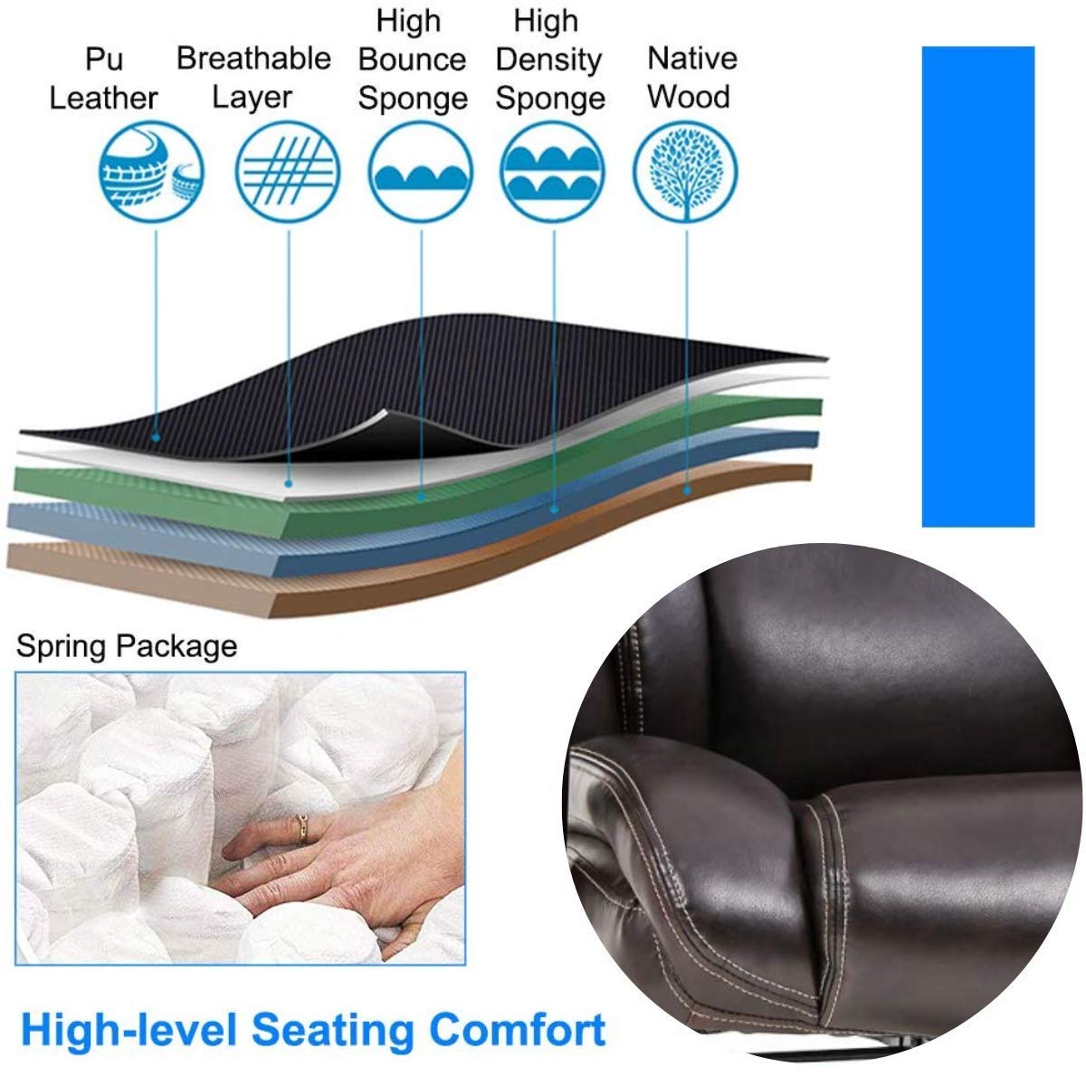 Heavy Duty Big and Tall Executive Office Chair - 500lbs Capacity Wide Seat PU Leather Swivel Rolling Computer Chair with High Back & Lumbar Support - Ergonomic Desk Chair for Home Office (Black-Brown) - Perfect for Long Work Hours and Comfortable Workspaces