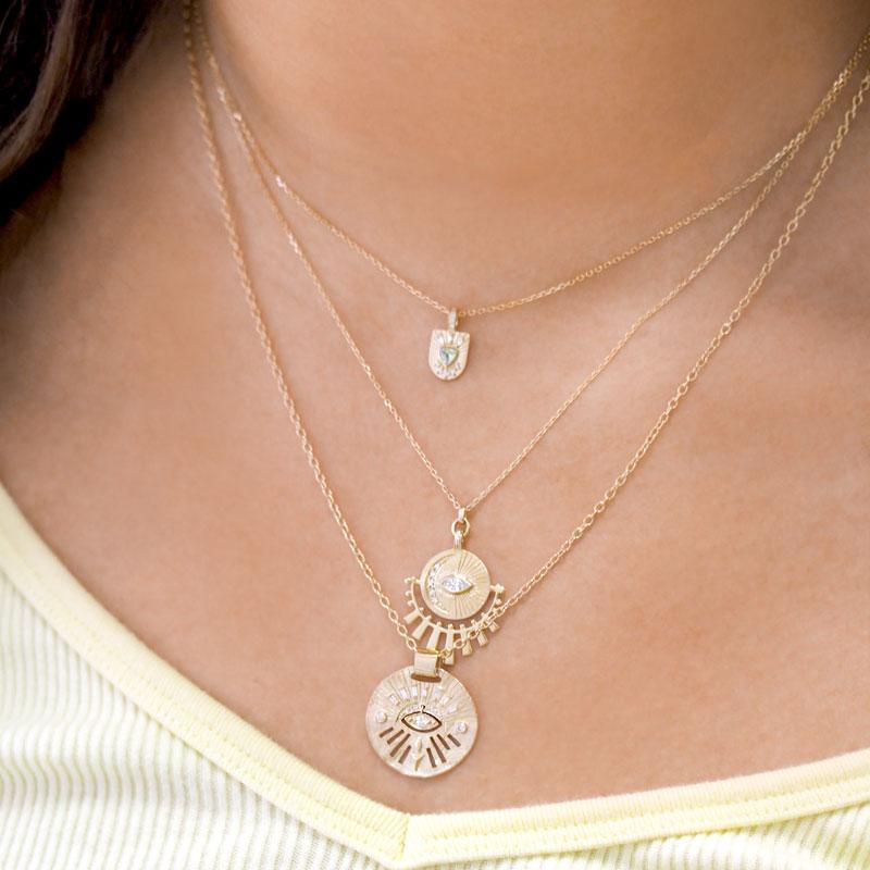 Anja Diamond Pendant Necklace for Women - Elegant Dangling Eye Charm Jewelry for Parties, Weddings & Special Occasions