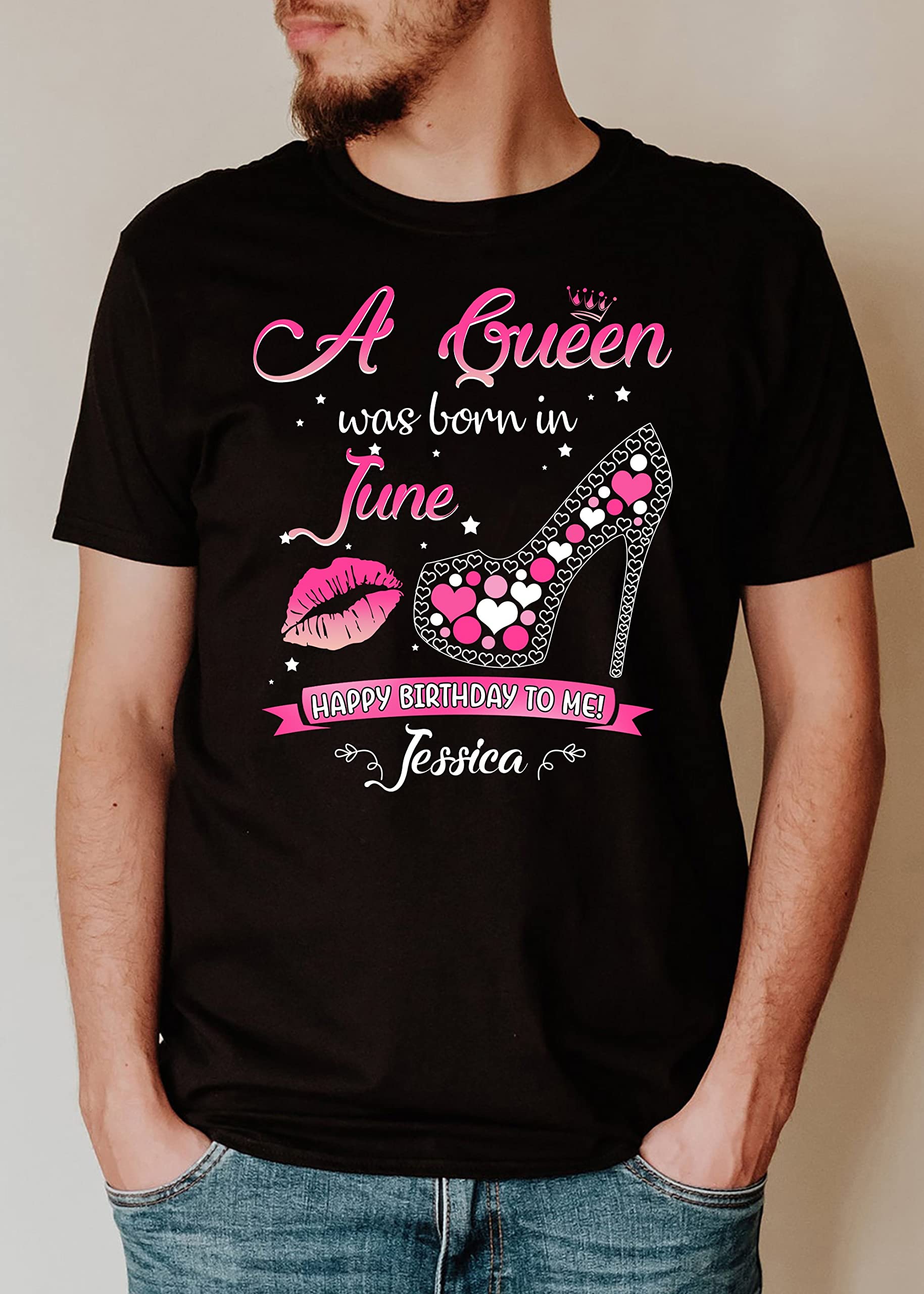 Queen Born in June Birthday T-Shirt for Women - Fun Multicolor Graphic Tee for Summer Parties & Casual Outfits