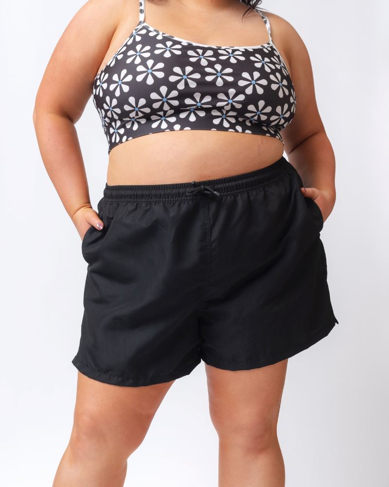 Black Board Shorts for Men - Comfortable Swim Trunks & Beach Shorts for Swimming, Surfing & Summer Activities