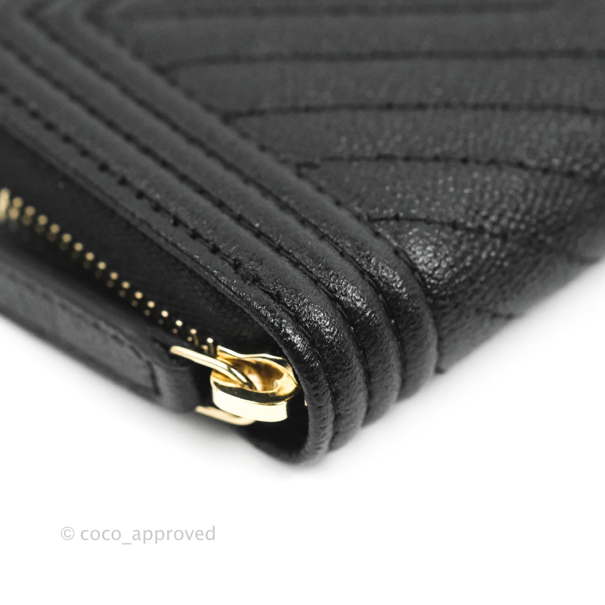 Chanel Chevron Boy Zip Card Holder in Black Caviar Leather with Gold Hardware - Luxury Wallet for Women, Perfect for Everyday Use & Gift Giving