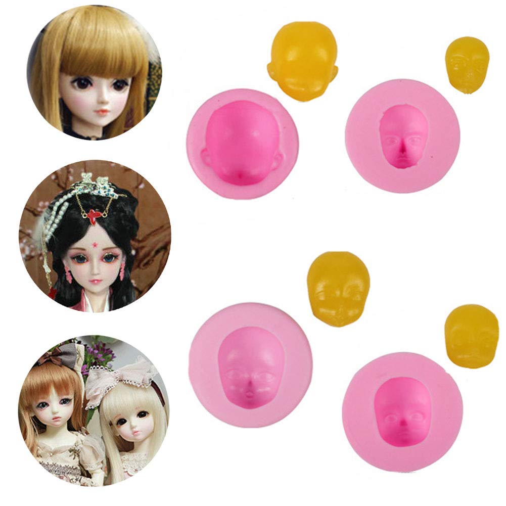 4 Pcs 3D Doll Head Baby Face Silicone Cake Molds - DIY Baking Tools for Fondant, Chocolate, Soap, Clay, Plaster - Perfect for Cake Decorating, Sugar Craft, Gummy & Biscuit Making