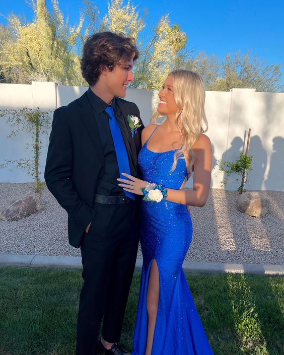 Elegant Blue Prom Dresses Long Evening Gowns with High Slit - J5946 | Formal Dresses for Homecoming, Ball, Wedding & Special Occasions
