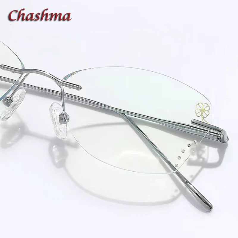 Women's Rimless Butterfly Oval Titanium Eyeglasses Frame 8159 - Lightweight Comfortable Glasses for Reading, Work & Fashion Accessories