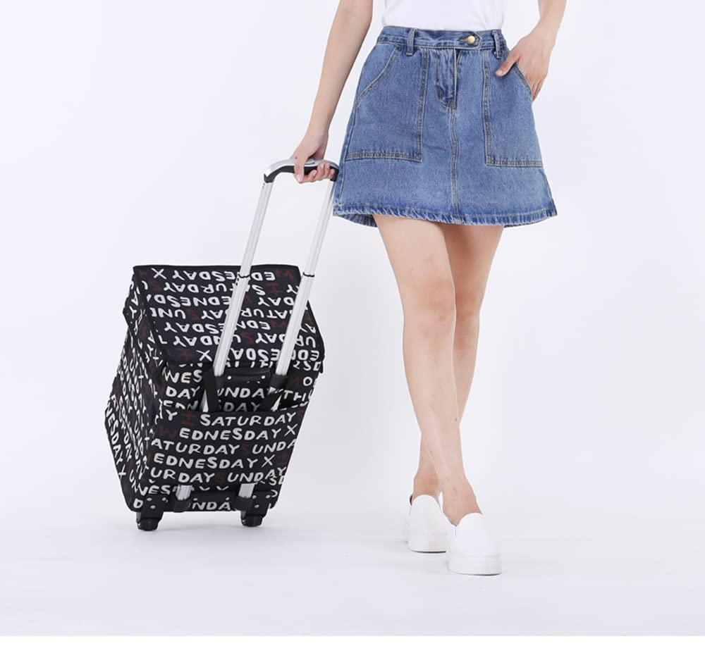 Foldable Shopping Cart with Wheels - Grocery Trolley Bag for Market & Travel