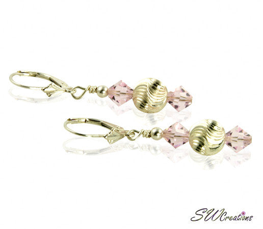 Elegant Champagne Rose Beaded Crystal Earrings for Women - Perfect for Weddings, Parties & Special Occasions