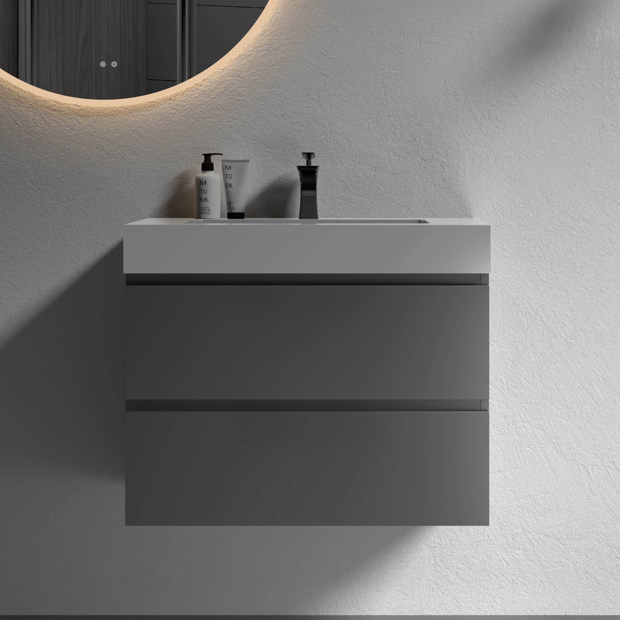 30 Inch Floating Bathroom Vanity with Sink - Modern Wall Mounted Vanity Cabinet with Large Storage Space | One-Piece Sink Basin for Minimalist Bathrooms | Perfect for Small Bathrooms, Powder Rooms & Contemporary Home Decor