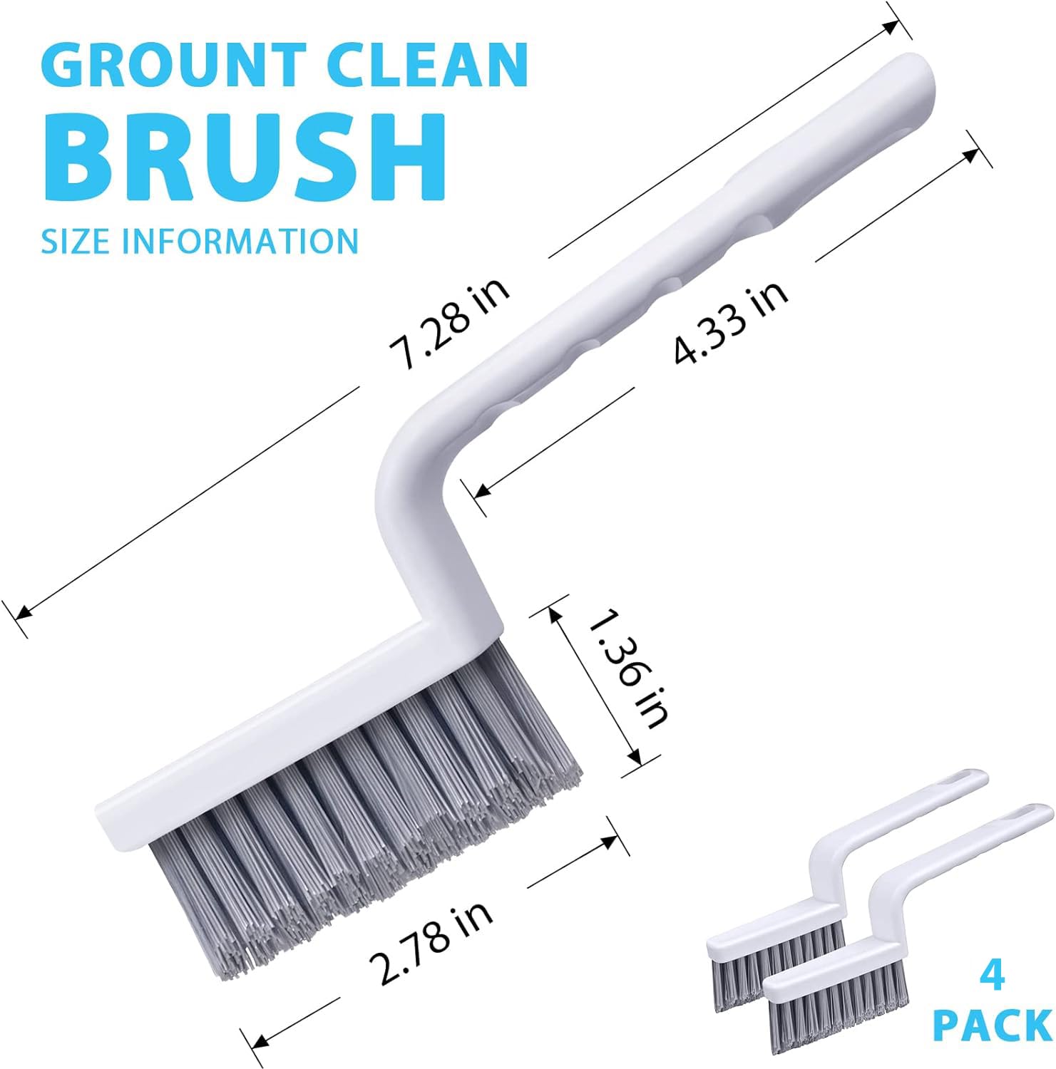 **Heavy Duty Grout Brush Set - 4 Pack Stiff Bristle Tile & Shower Cleaner for Bathroom Floors - Black Scrub Brush for Deep Cleaning Grout Lines, Ceramic Tiles, and Kitchen Backsplash (Perfect for Home & Commercial Use)**