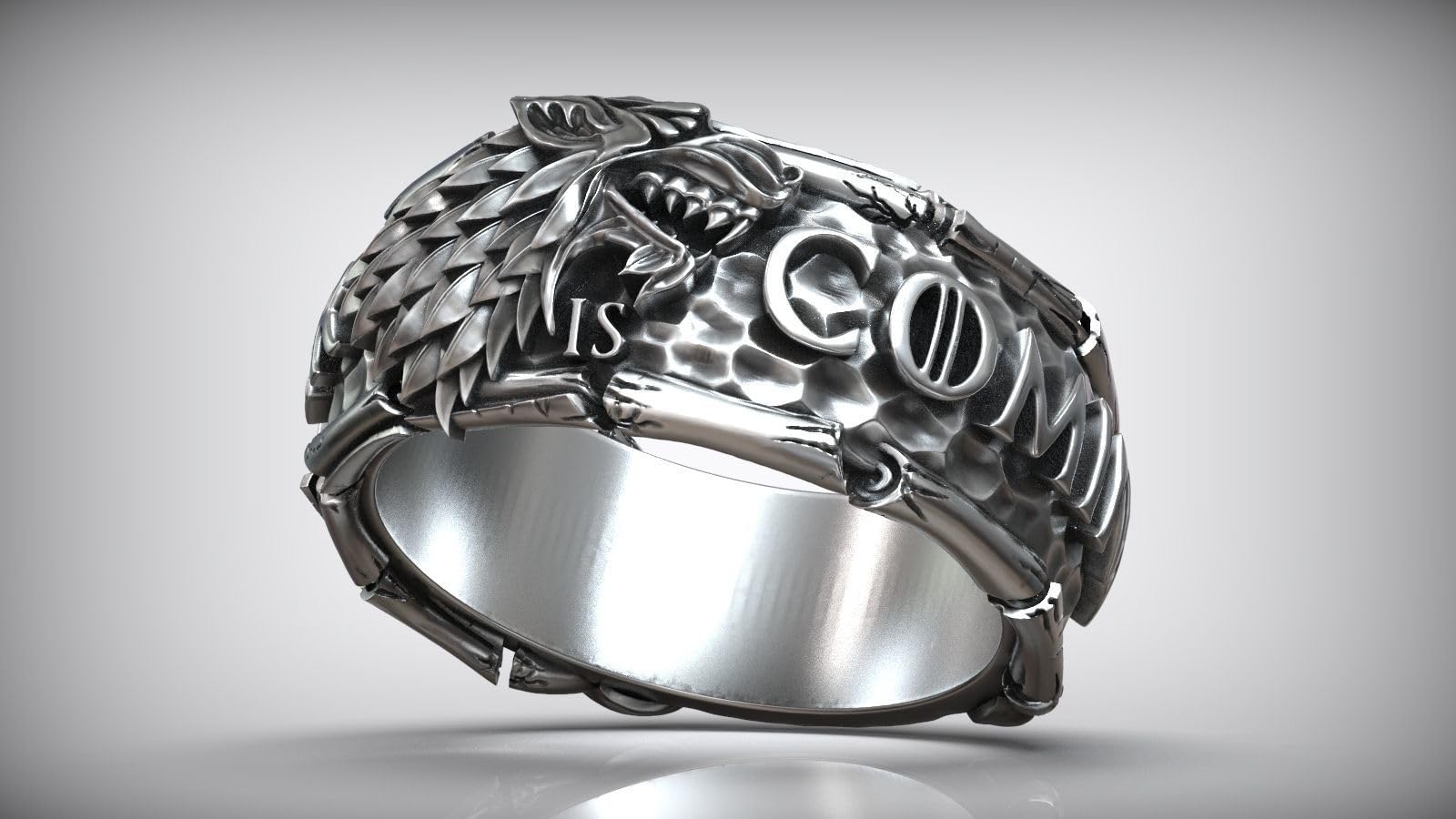 Handmade 925 Sterling Silver Wolf Ring - Unique Oxidized Targaryen & House Stark Inspired Jewelry for Men & Women | Perfect for Winter Weddings, GOT Cosplay & Gift Giving