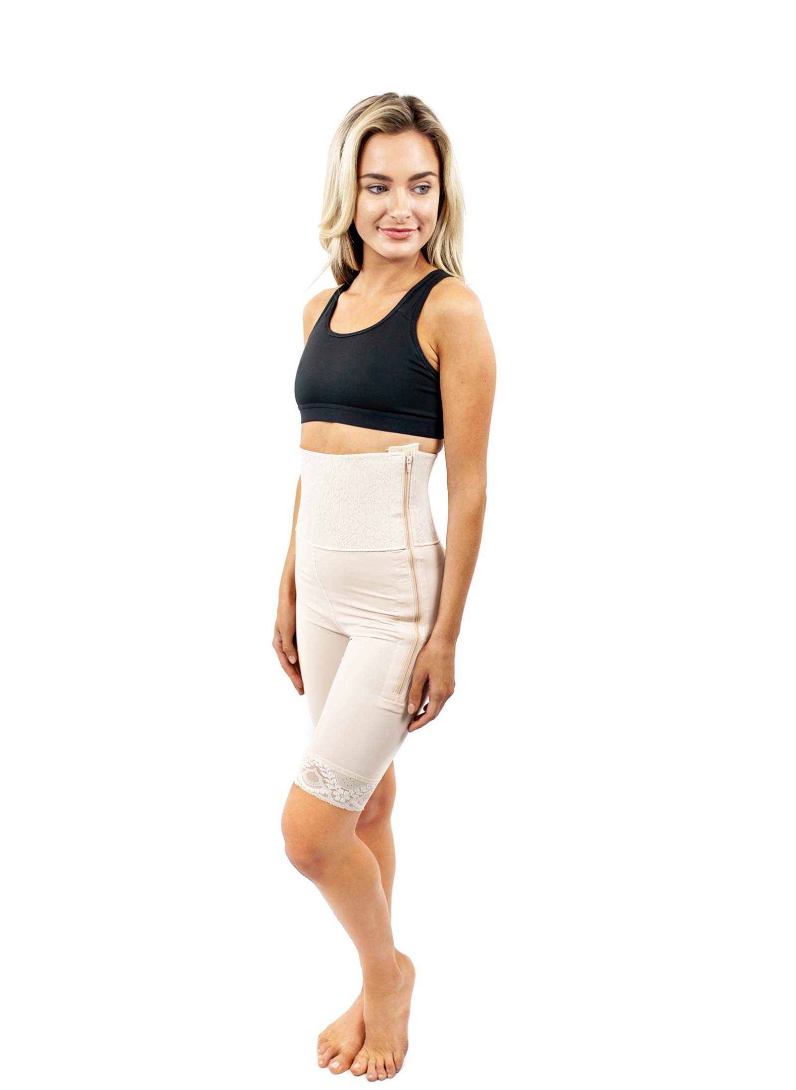 ContourMD High Waist Compression Shorts for Women - Post Surgery Shapewear, Thigh Liposuction & Tummy Control - Black Size S46 - Perfect for Recovery, Workout & Everyday Comfort
