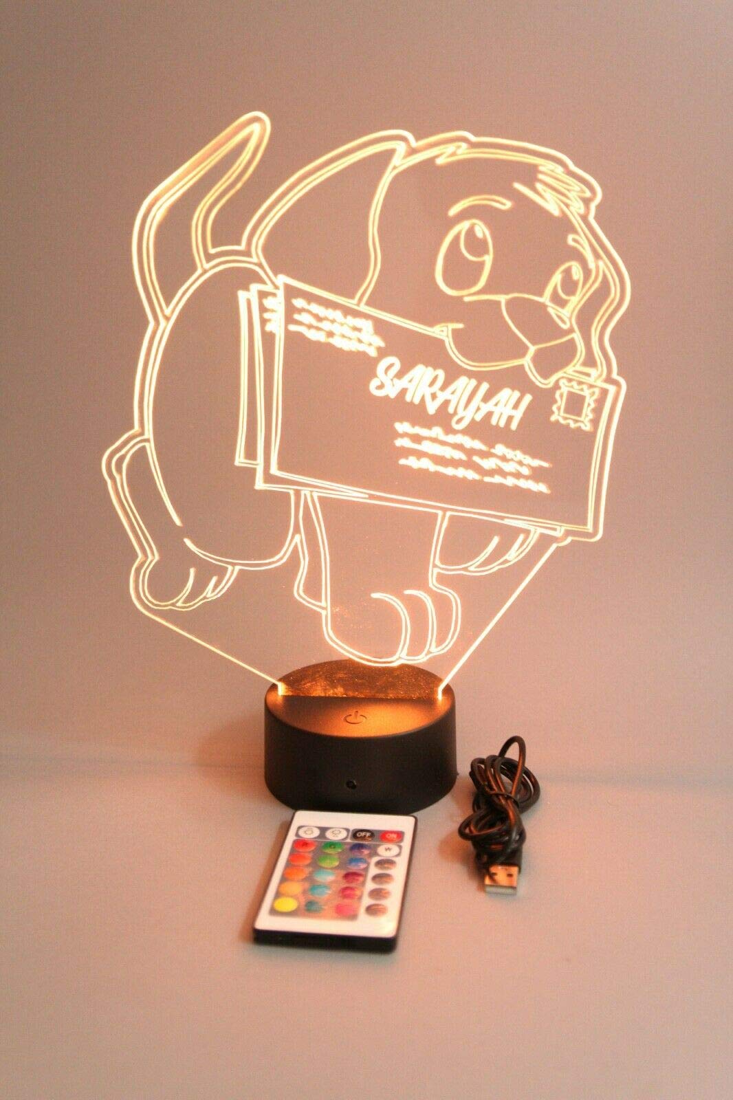 Personalized Custom LED Animal Night Light Lamp - 16 Color Remote Control Desk Lamp for Kids Room, Nursery, Bedroom | Cute Puppy Dog Shape Nightlight | Perfect Gift for Birthdays & Holidays
