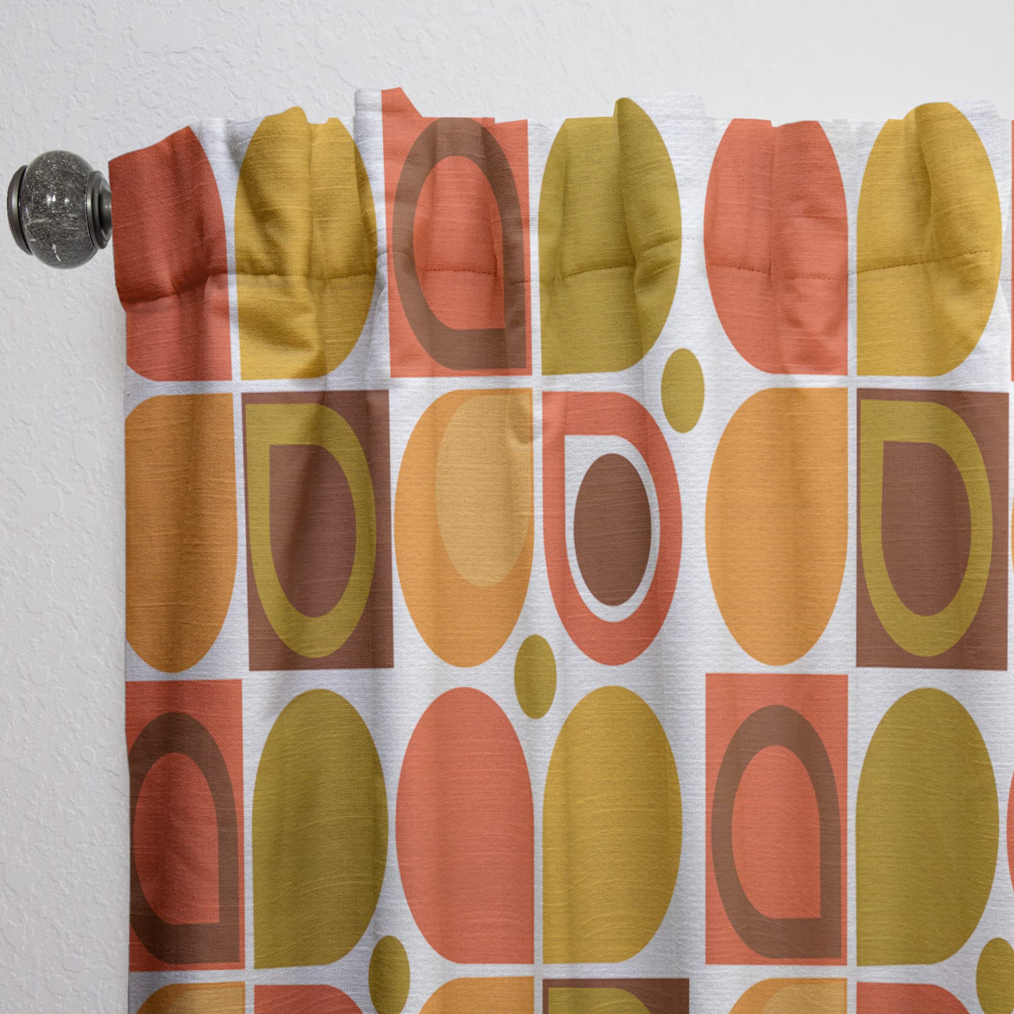 DesignQ Abstract Retro Geometric Pattern VI Thermal Insulated Curtains - Single Panel 52x108 - Perfect for Bedroom & Living Room Blackout Drapes