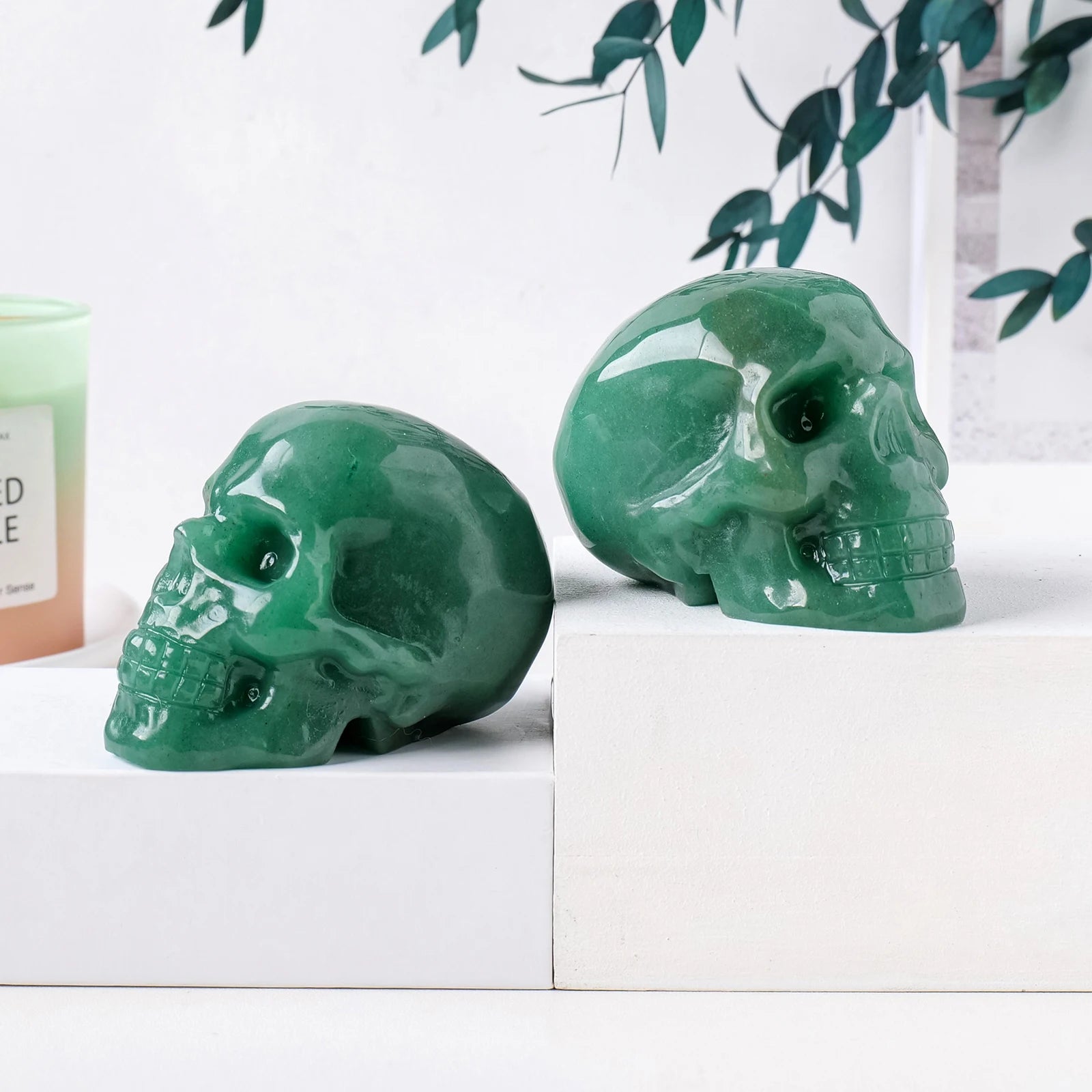 1PC Hand Carved Natural Aventurine Quartz Crystal Skull - Unique Home Decor, Spiritual Gift & Meditation Aid for Yoga, Feng Shui & Healing Crystals Collection