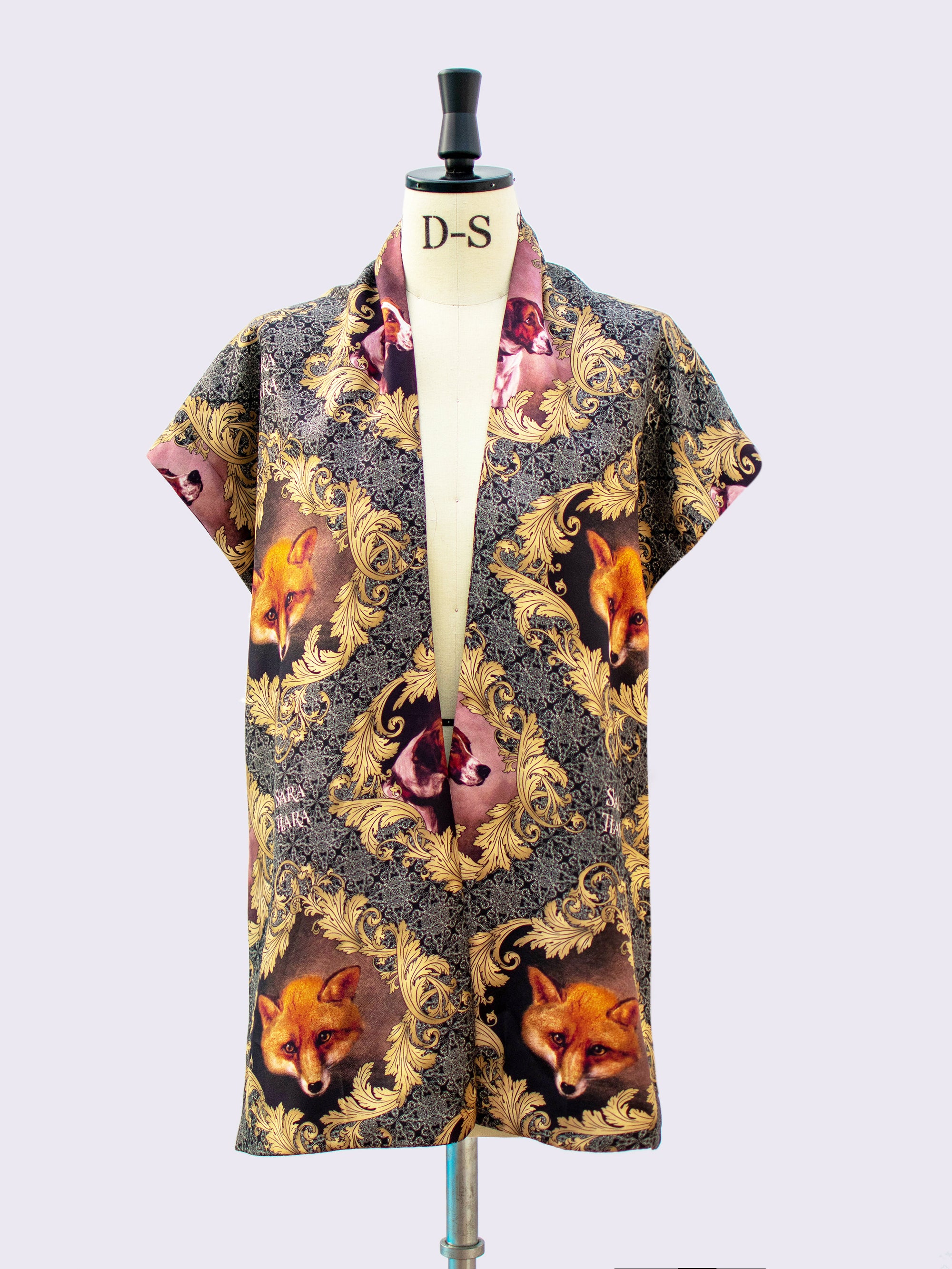 Luxury Silk Maxi Scarf with Fox Print - Elegant Fashion Accessory for Women | Perfect for Parties, Weddings & Everyday Style