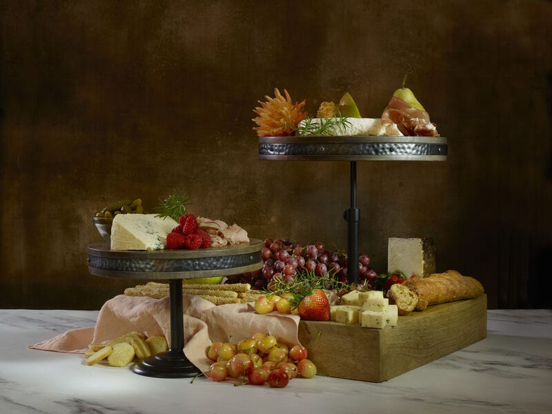 Rustic Set of 2 Adjustable Serving Platter Cake Stands - Perfect for Weddings, Parties & Home Decor | Elegant Dessert Display for Cakes, Pastries & Appetizers