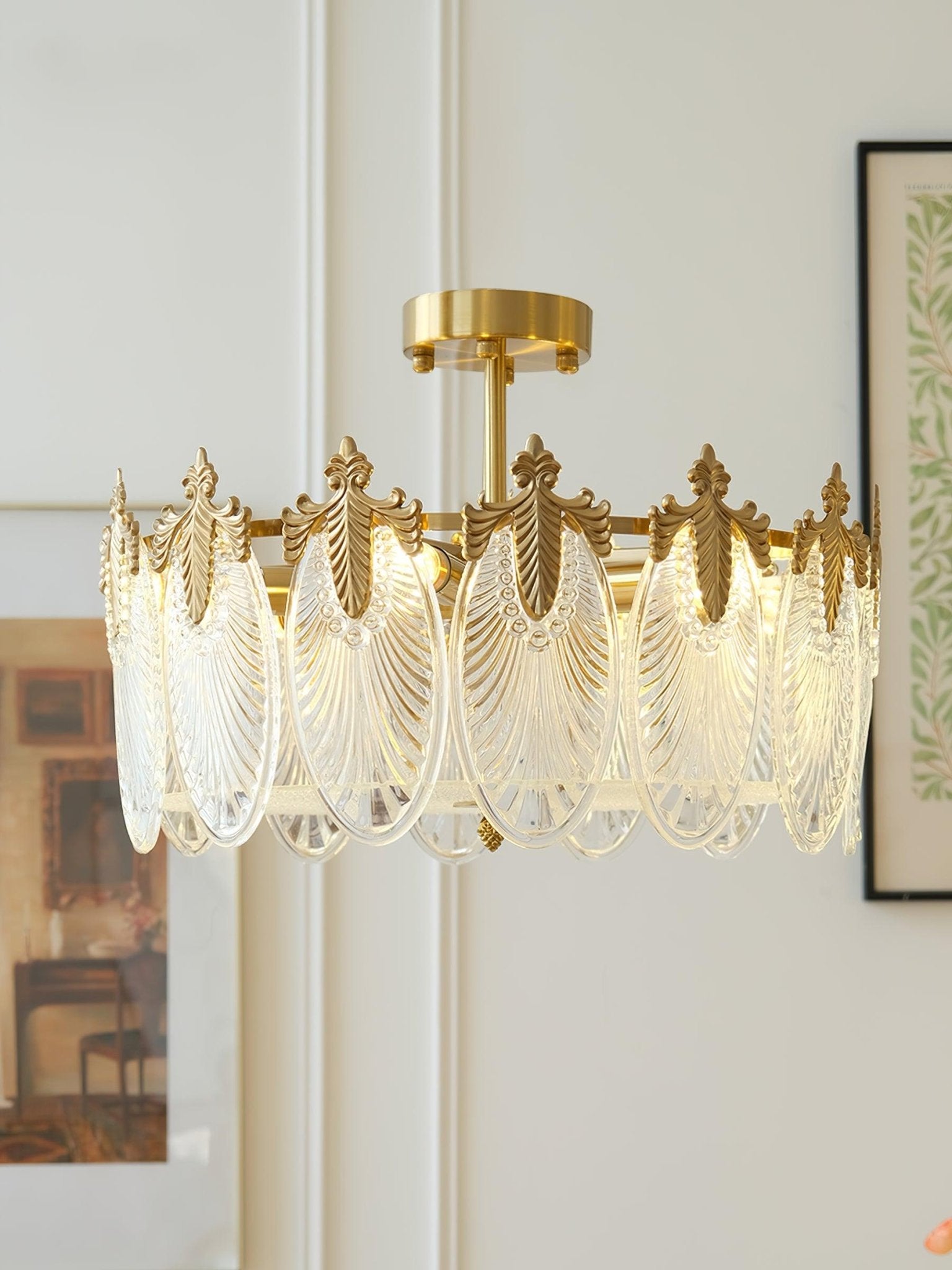 Elegant Decorative Pattern Glass Round Chandelier - Modern Crystal Ceiling Light Fixture for Dining Room, Bedroom, Living Room & Foyer Lighting