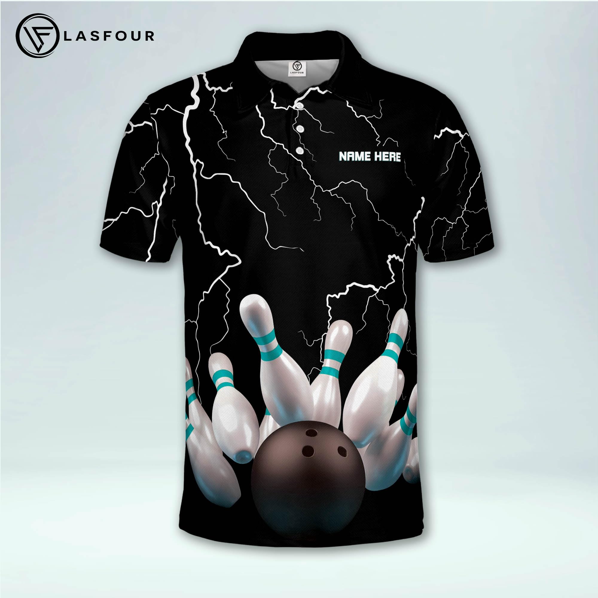 LASFOUR Custom Bowling Shirts for Men - Personalized Short Sleeve Team Shirts for Bowling Leagues & Tournaments - Perfect for Casual Wear & Bowling Parties