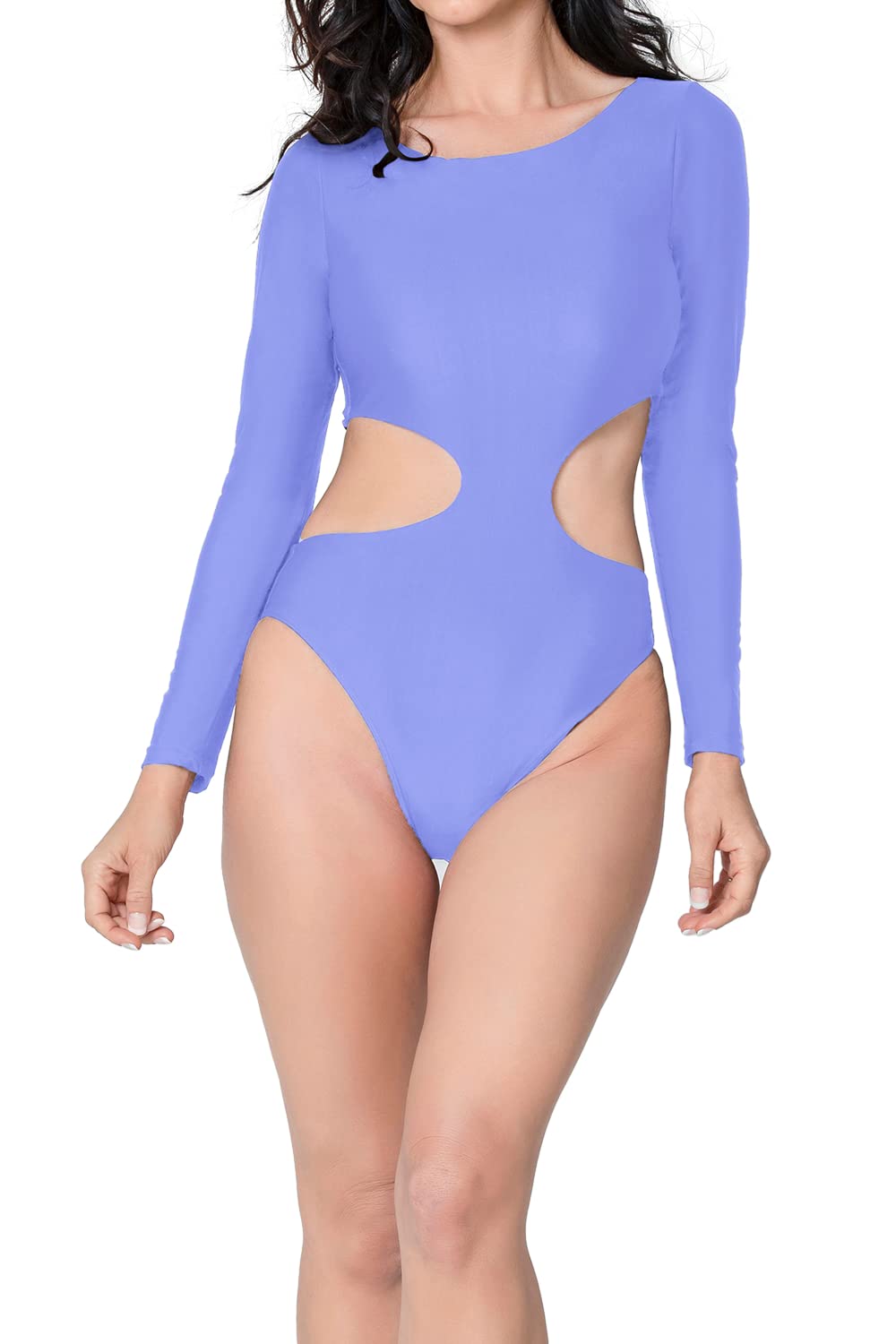 Danica Elegant Long Sleeve One Piece Swimsuit for Women - Cutout Design in Black or Blue | Perfect for Beach Vacation, Pool Party & Summer Getaways