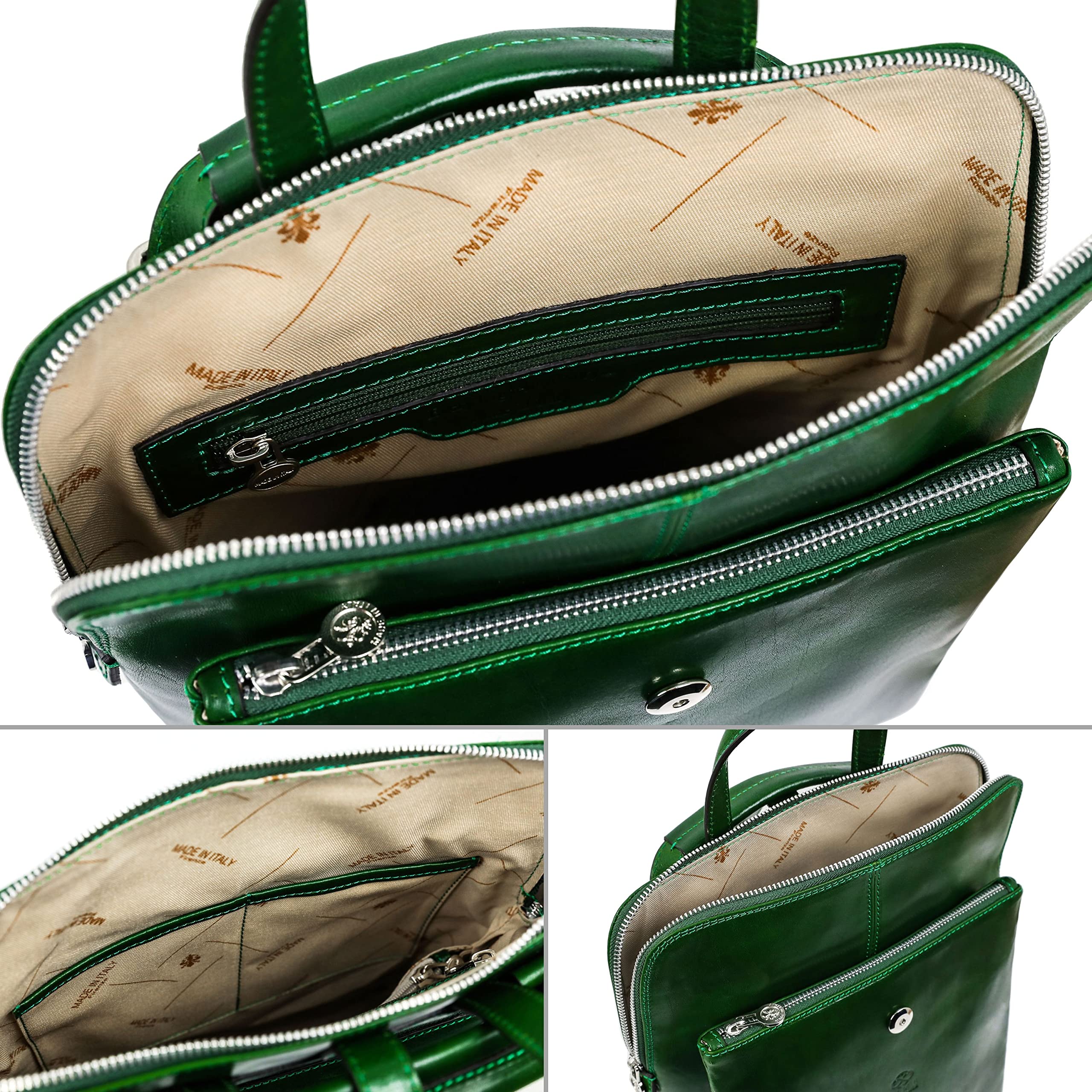 Premium Full Grain Leather Backpack for Women - Convertible to Shoulder Bag - Durable Travel Rucksack with Time Resistance (Green) - Perfect for Work, College & Weekend Getaways
