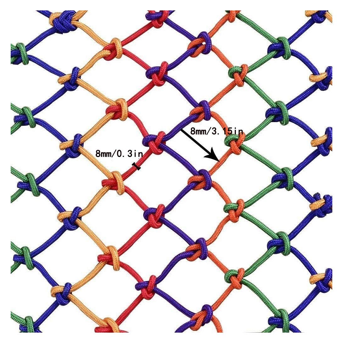 Child Safety Net for Climbing Frames & Staircases - Anti-Fall Protection Balcony Net | Durable Nylon Rope Woven Indoor Safety Barrier (Colorful) - Perfect for Playgrounds, Treehouses & Home Safety