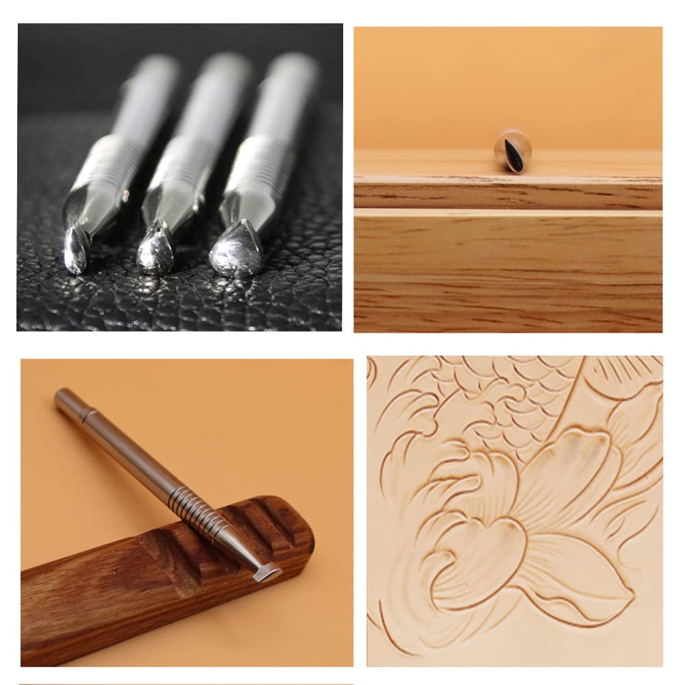 Leather Stamping Tools Set - 3PCS 304 Stainless Steel for Leather Carving & DIY Crafts