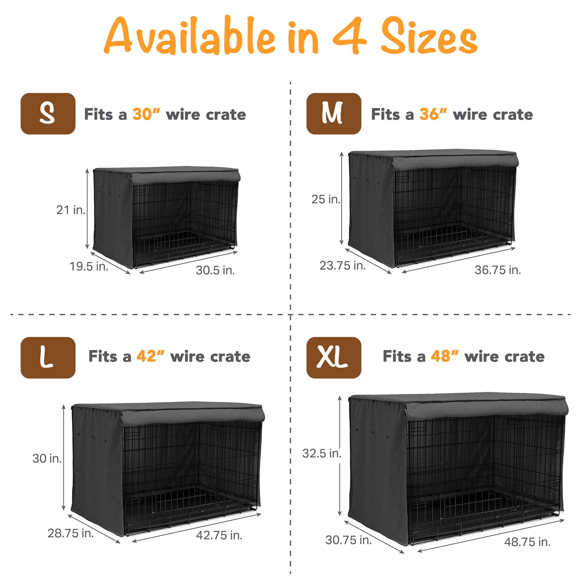Friends Forever 42 Inch Metal Dog Crate Cover - Light Blocking Kennel Cover with Protective Curtain & Roller Shades | Machine Washable, Trucker Black | Perfect for Home, Travel & Anxiety Relief