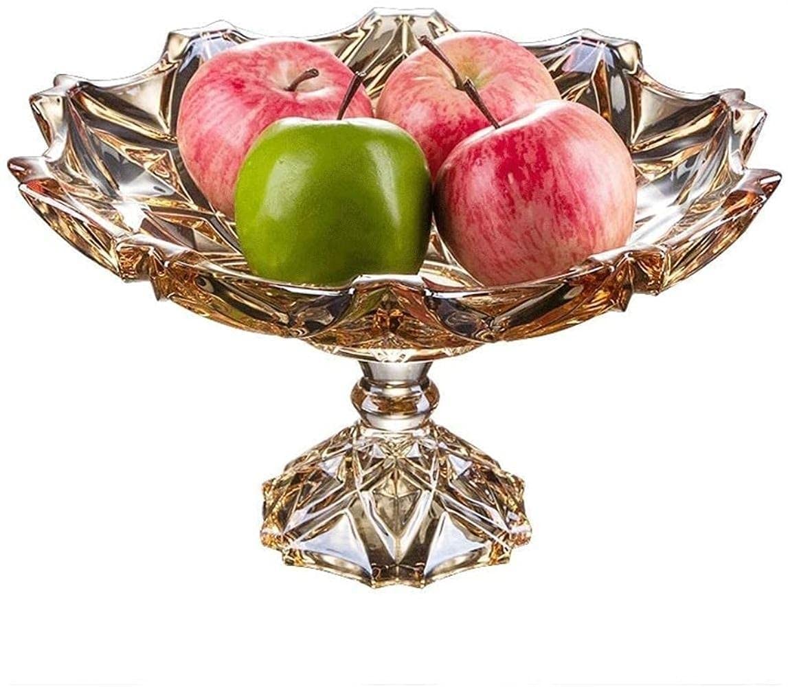 Elegant Crystal Glass Fruit Bowl - Stylish Snack & Dried Fruit Serving Plate for Living Room, Dining Table Decoration | Perfect for Entertaining, Parties & Home Decor