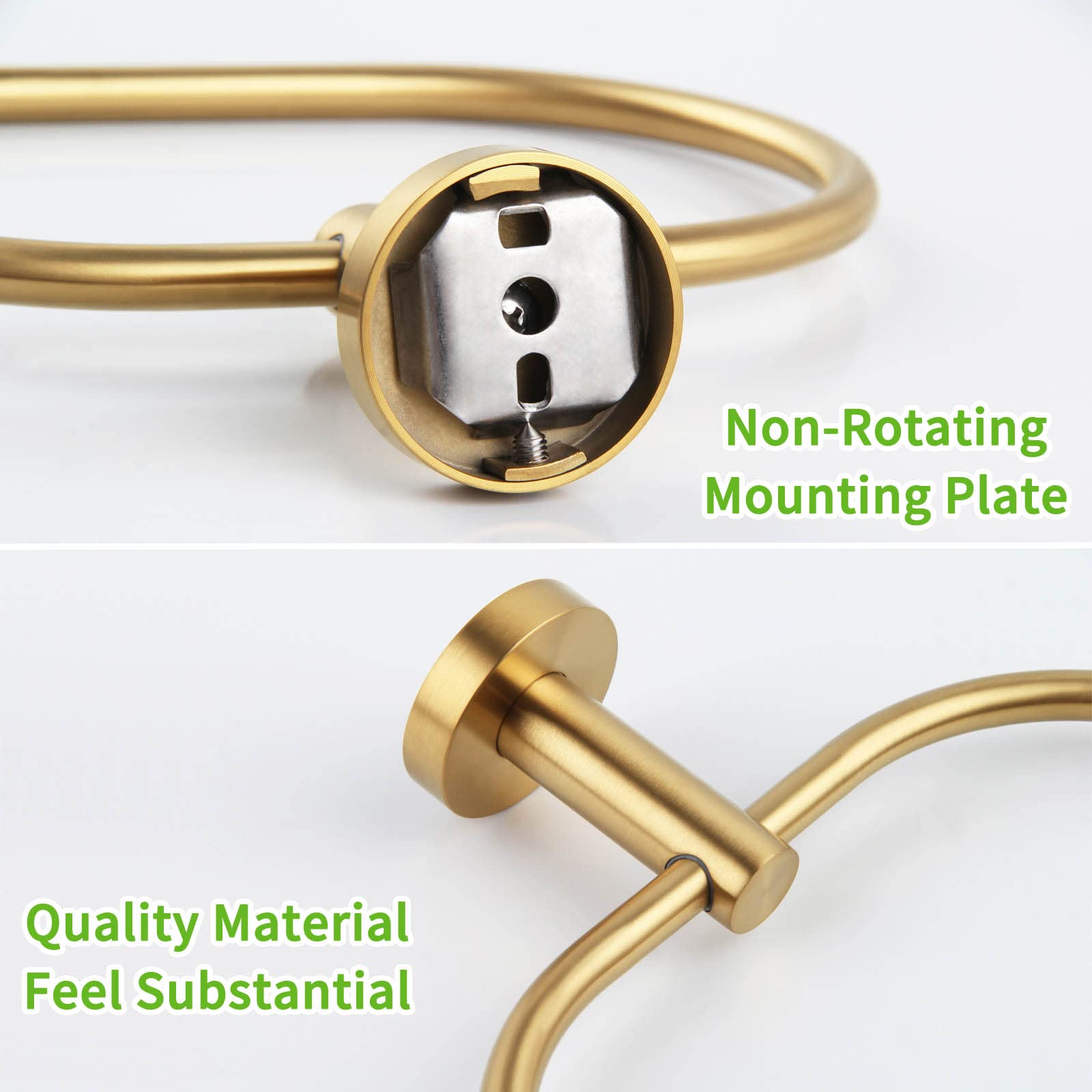 Angle Simple Towel Ring - Premium SUS 304 Stainless Steel Swivel Hand Towel Holder Rack for Bathroom - Brushed Gold Finish - Perfect for Modern Bathrooms, Kitchens & Powder Rooms