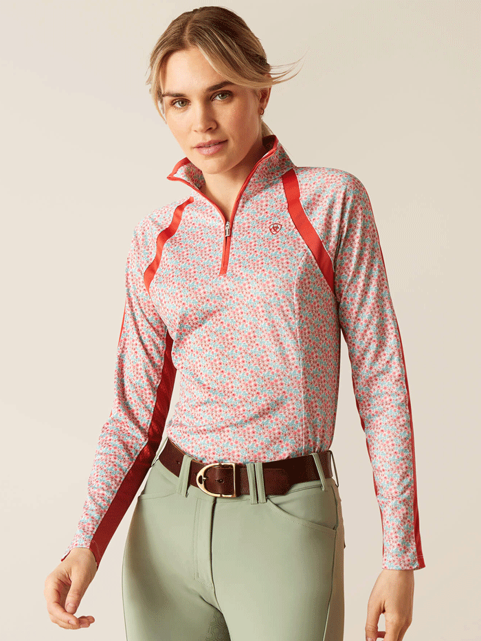 Ariat Women's Sunstopper 3.0 Baselayer Top - UPF 50+ Sun Protection, Moisture-Wicking, Breathable Shirt for Outdoor Activities, Hiking, and Horseback Riding in Petals Coral