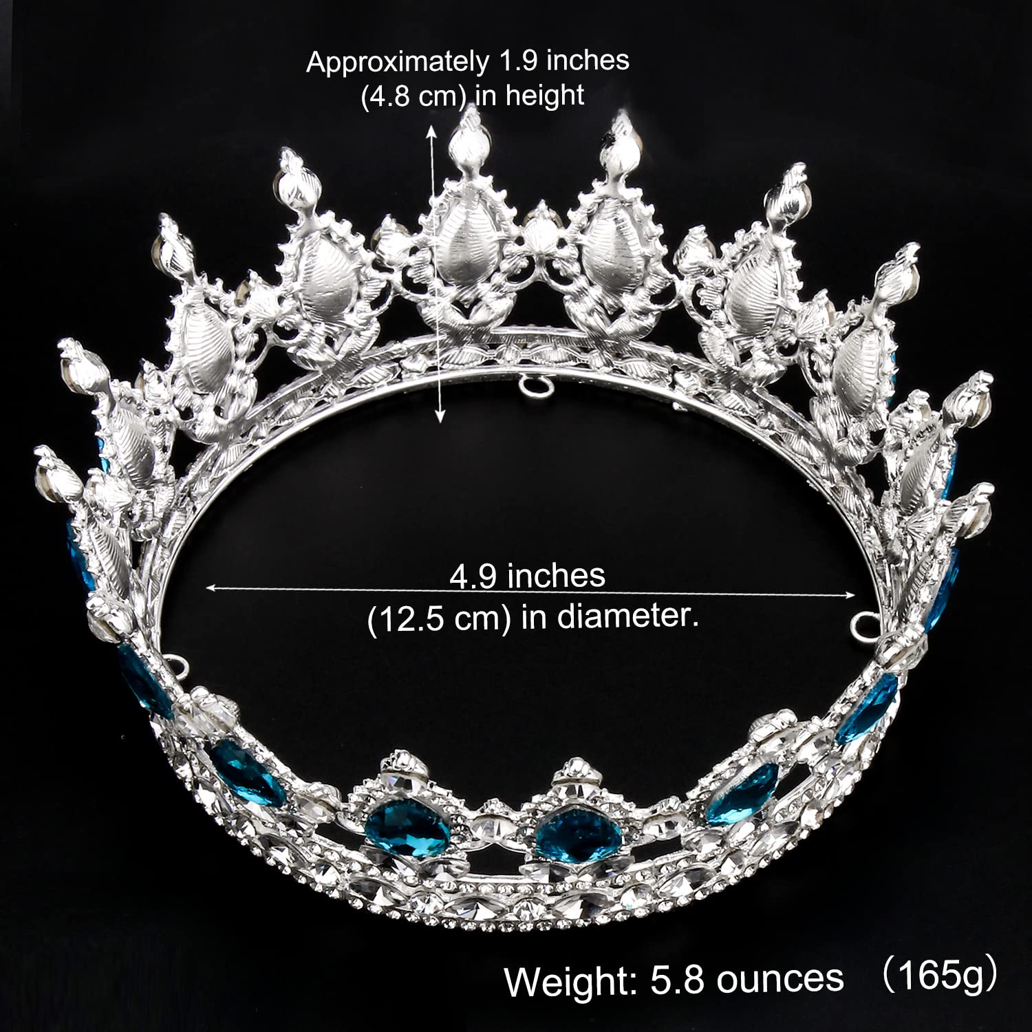 COCIDE Silver Crown for Women & Girls - Lake Blue Crystal Wedding Tiara, Rhinestone Queen Headband, Princess Hair Accessories for Bridal, Birthday, Prom, Costume & Cosplay - Perfect for Weddings, Parties, Pageants & Dress-Up Play